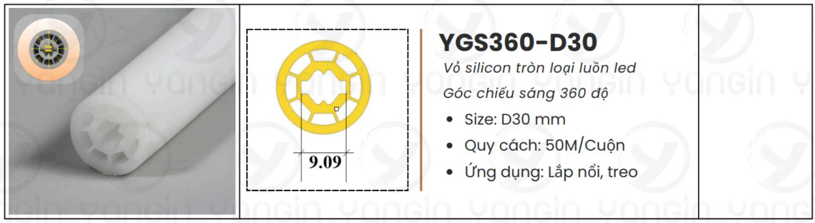 LED silicon tròn D30 sáng 360 độ YGS360-D30