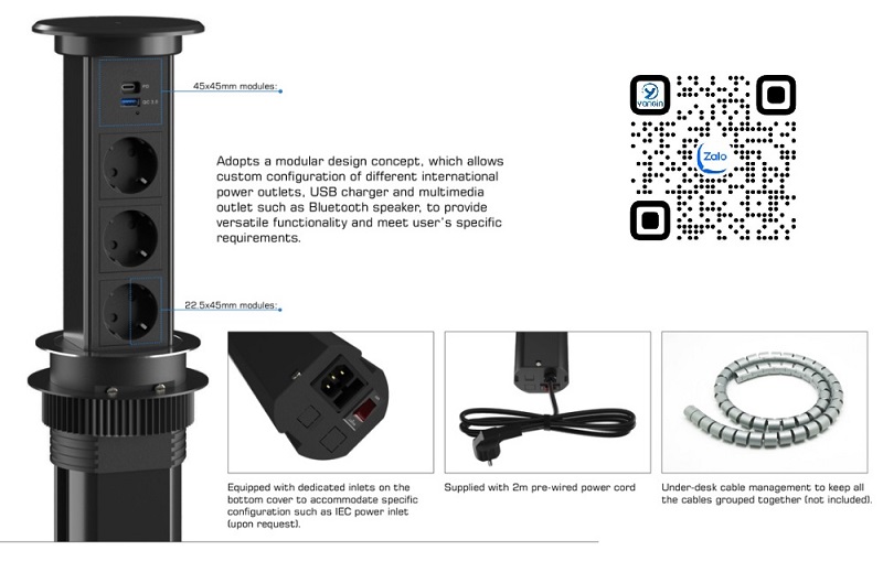 Ổ cắm điện âm bàn cao cấp Sinoamigo SMT-4S