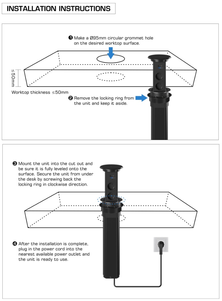 Ổ cắm điện âm bàn Sinoamigo STP-2AB/2Pub+Qi