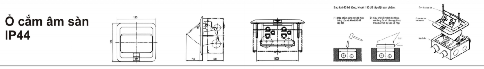 Ổ cắm đôi âm sàn Dobo F66 Seri