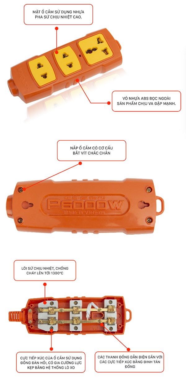 Ổ cắm điện chịu tải 6000W Sopoka P6000W
