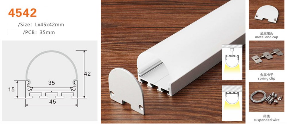 Thanh nhôm định hình led bán nguyệt YG-4542 OVAL