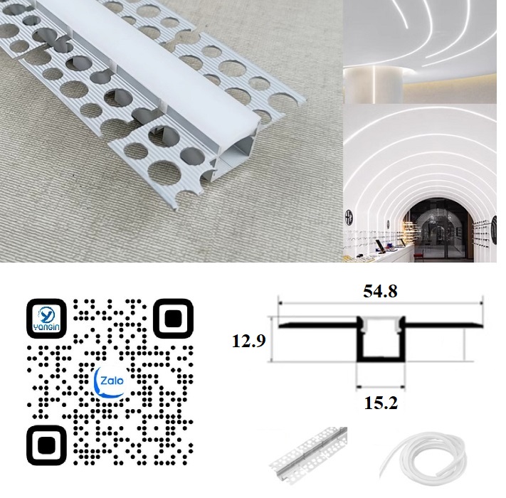Thanh nhôm định hình led uốn cong âm giấu viền YG0-1513A