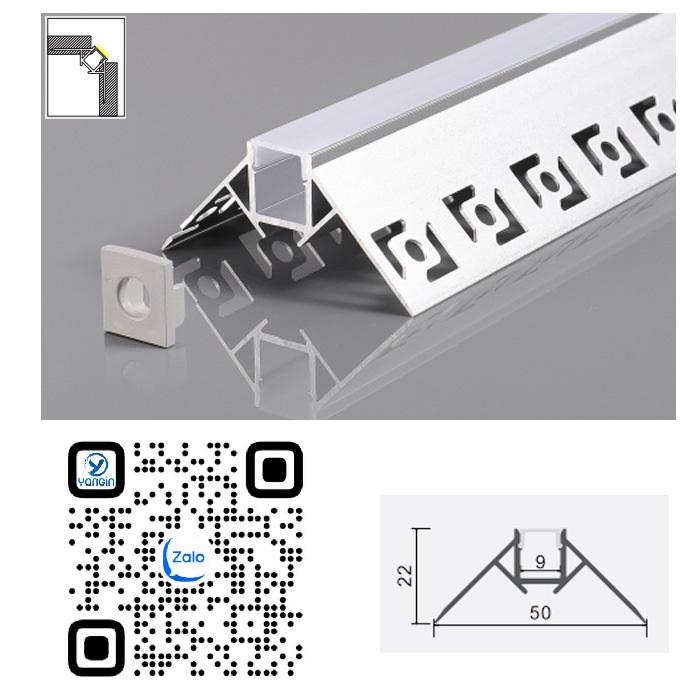 Thanh nhôm định hình led âm giấu viền YG0-278