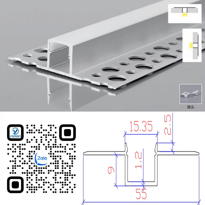 Thanh nhôm định hình led âm giấu viền YG0-706