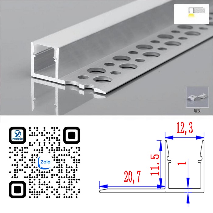 Thanh nhôm định hình led âm giấu viền YG0-726