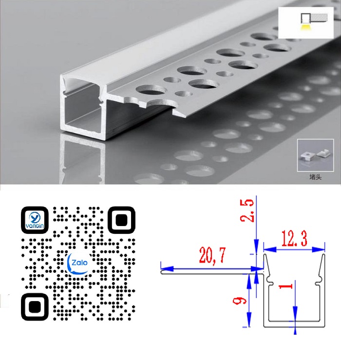 Thanh nhôm định hình led âm giấu viền YG0-727