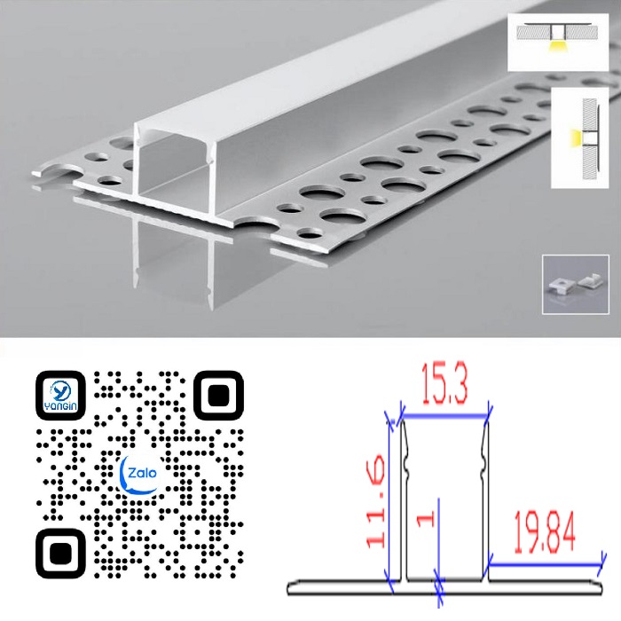 Thanh nhôm định hình led âm giấu viền YG0-732