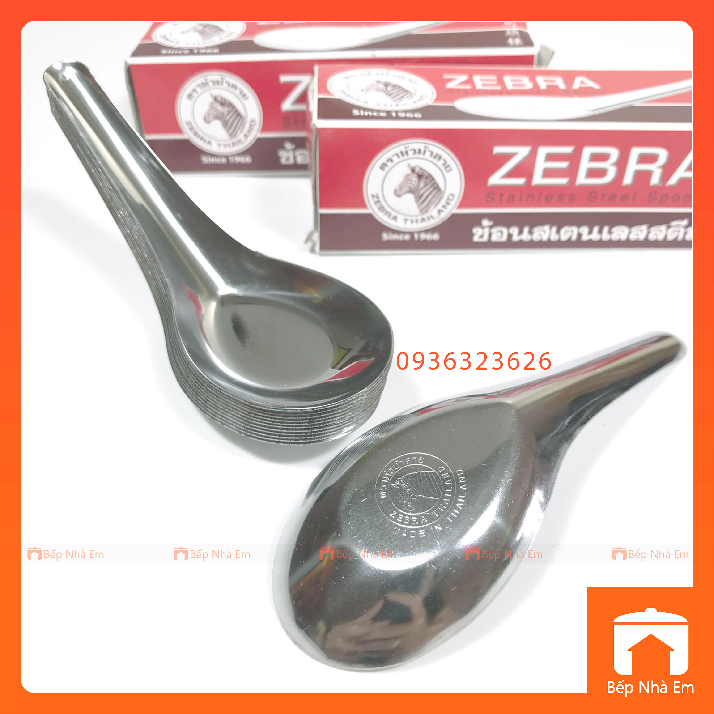 Hộp 12 Muỗng Inox Cao Cấp Zebra - Hàng Nhập Khẩu Thái Lan