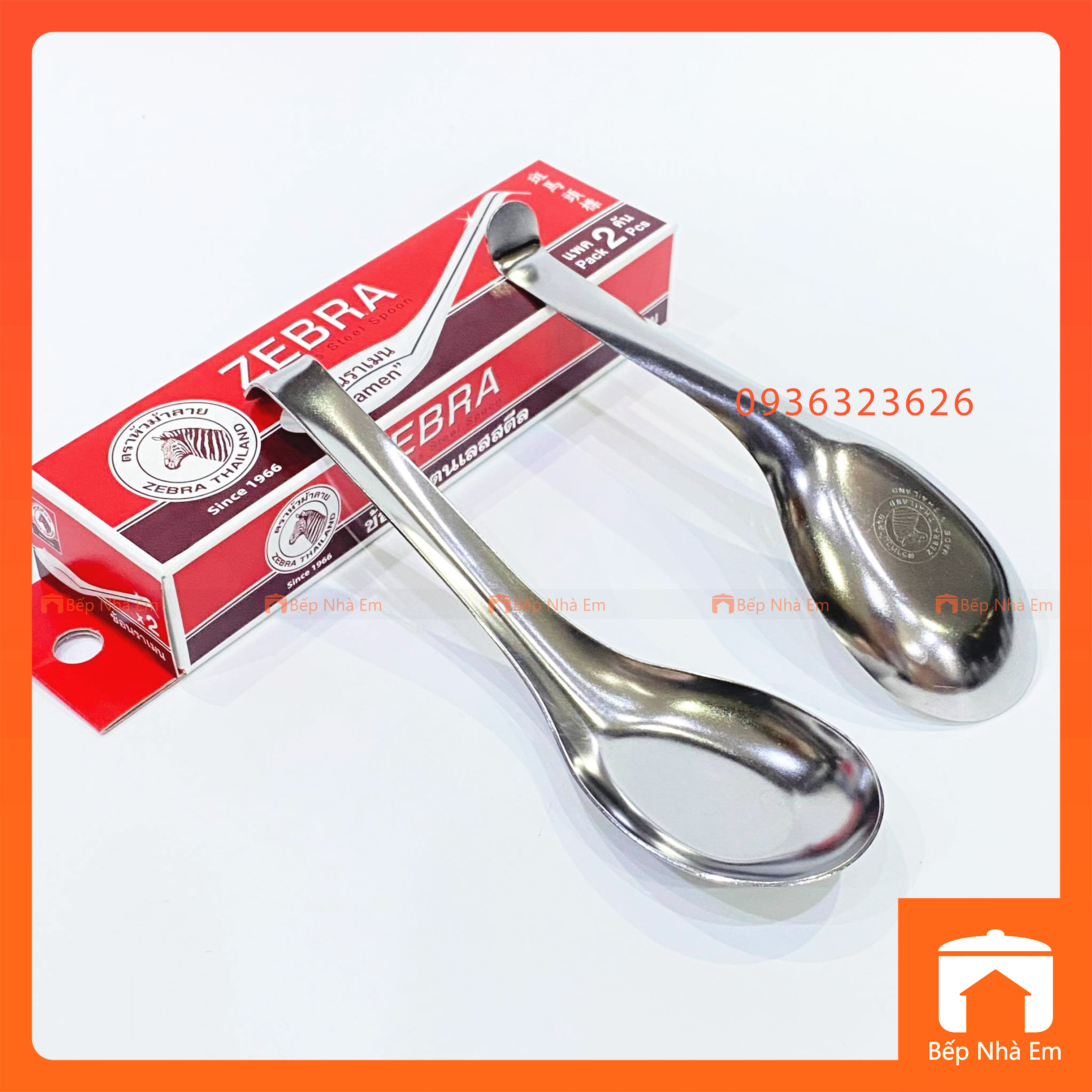 Bộ 2 Muỗng Inox 304 Ramen Zebra Cao Cấp - 100091 - Hàng Nhập Khẩu Thái Lan