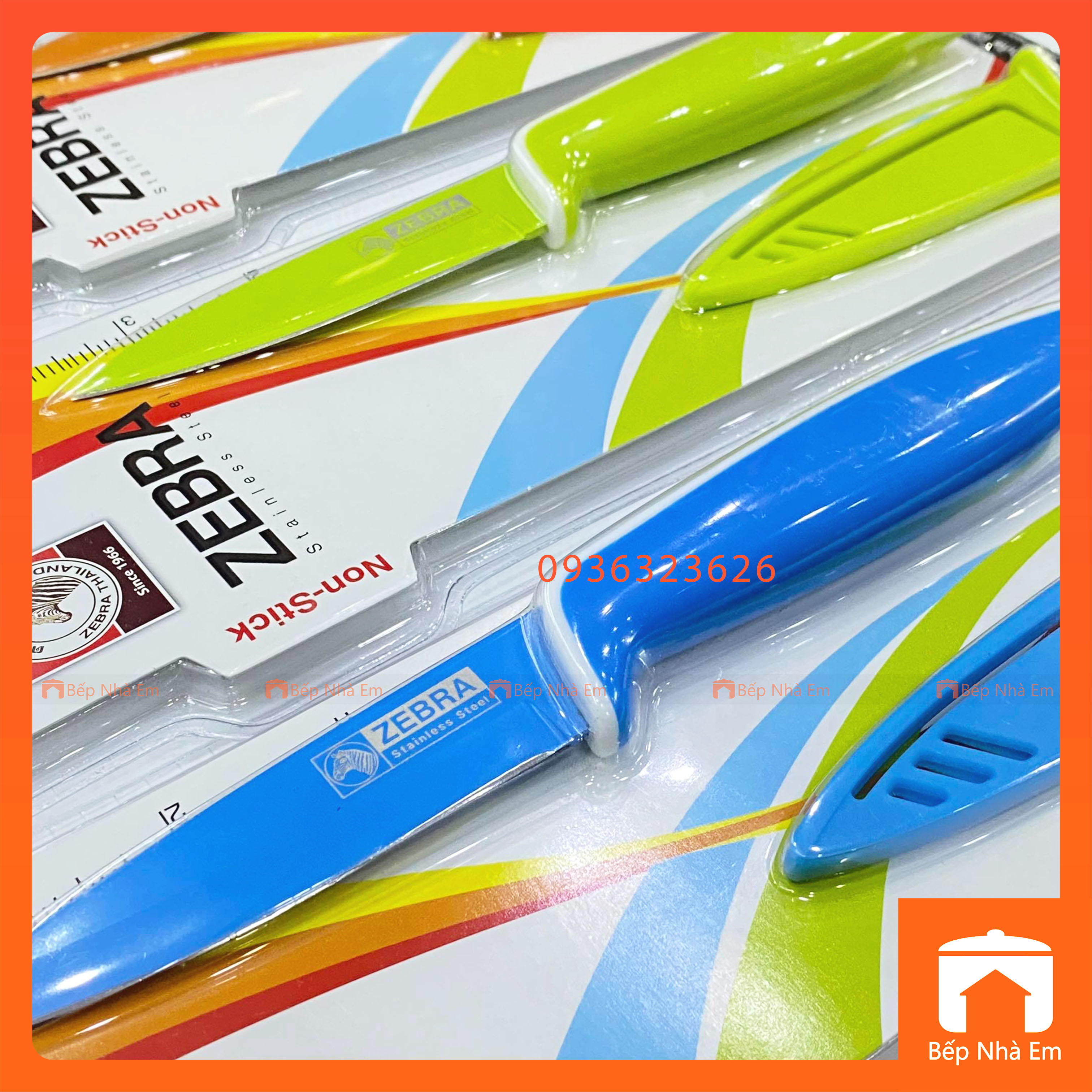 Dao Zebra Chống Dính 3.5" Có Nắp Đậy Nhiều Màu - 100501 - Hàng Nhập Khẩu Thái Lan