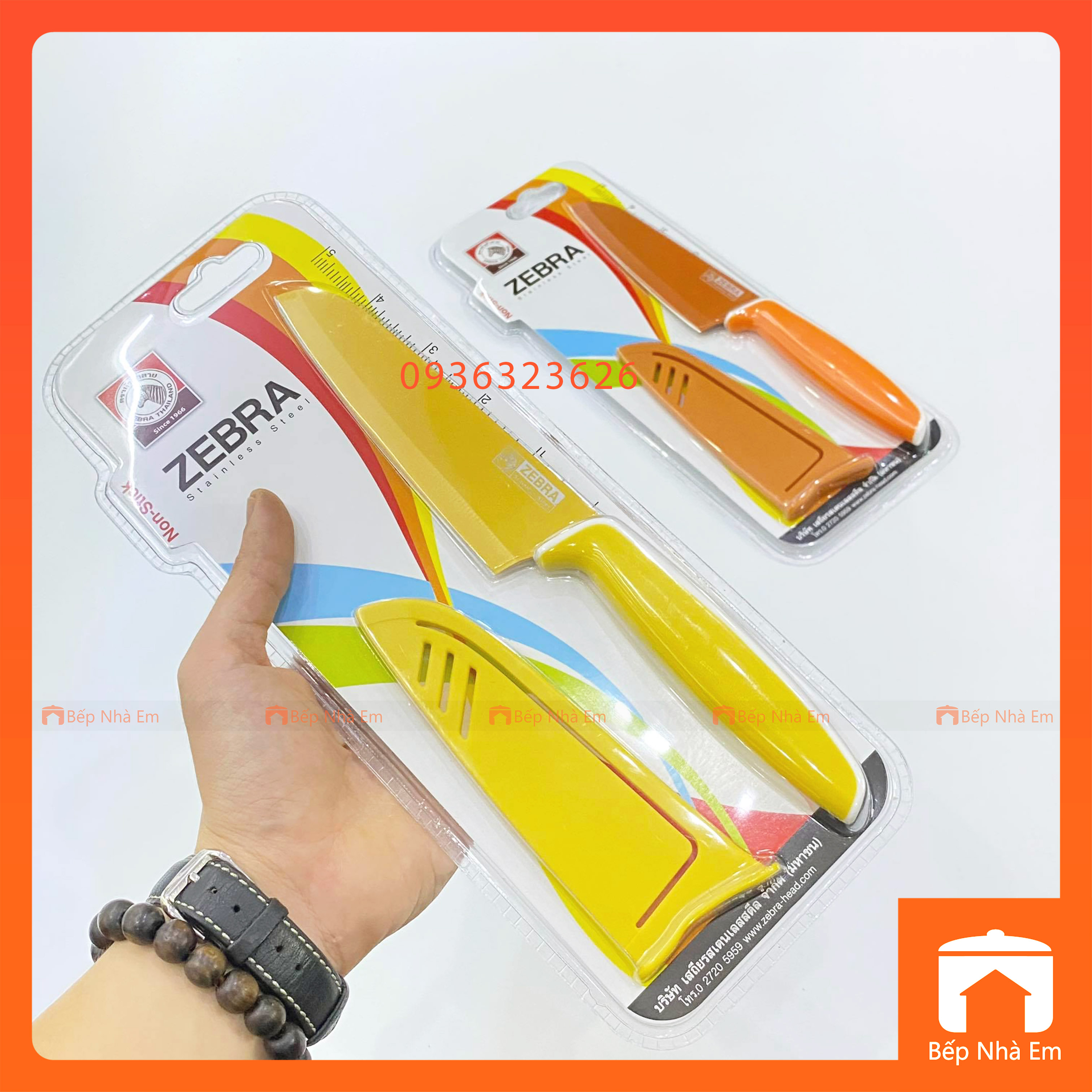 Dao Zebra Chống Dính 5.0" Có Nắp Đậy Nhiều Màu - 100503 - Hàng Nhập Khẩu Thái Lan