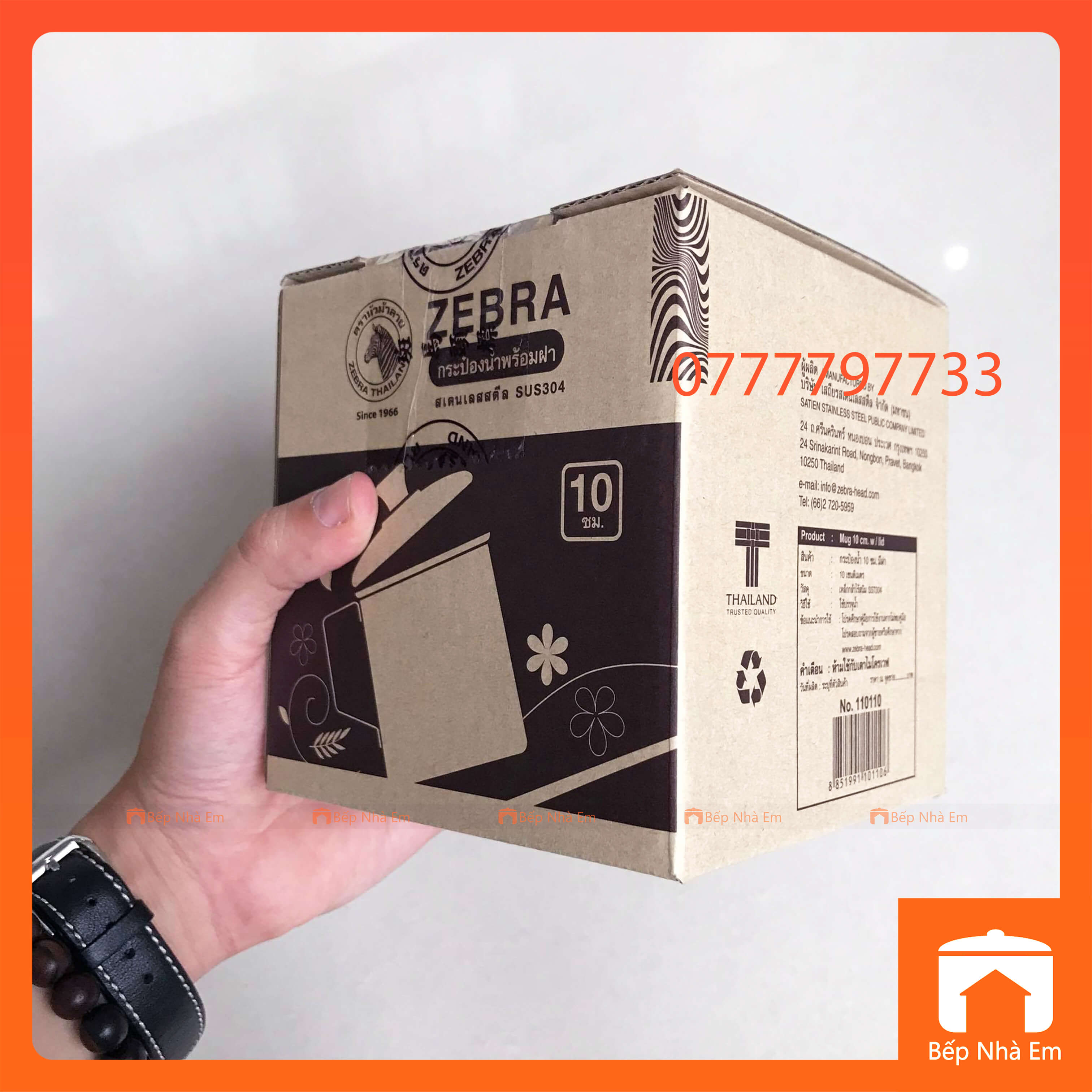 Ca Uống Nước Inox 304 ZEBRA Có Nắp Nhiều Dung Tích 0.4L - 0.5L - 0.7L - 1L - 1.2L - 1.6L - Nhập Khẩu Thái Lan