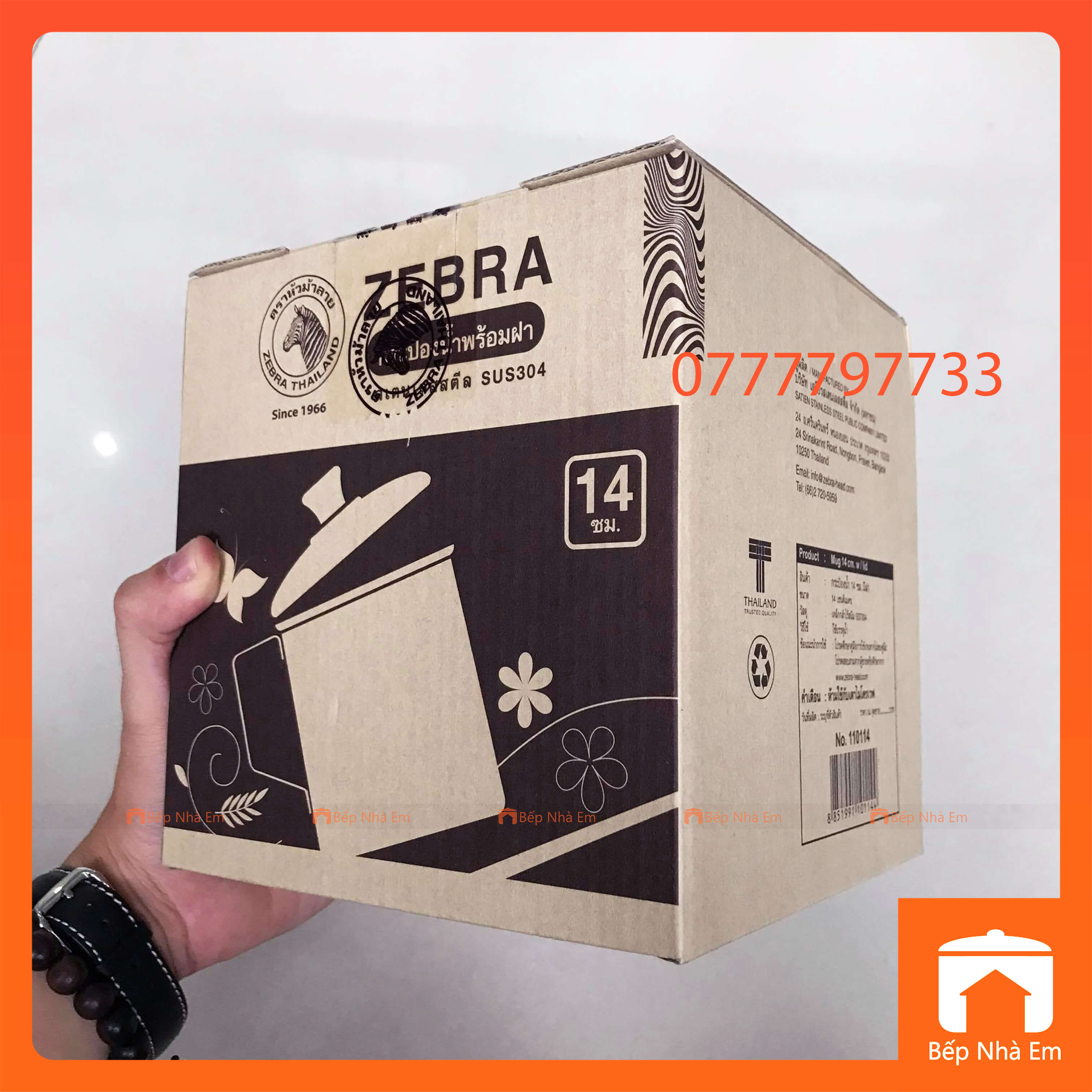 Ca Uống Nước Inox 304 ZEBRA Có Nắp Nhiều Dung Tích 0.4L - 0.5L - 0.7L - 1L - 1.2L - 1.6L - Nhập Khẩu Thái Lan