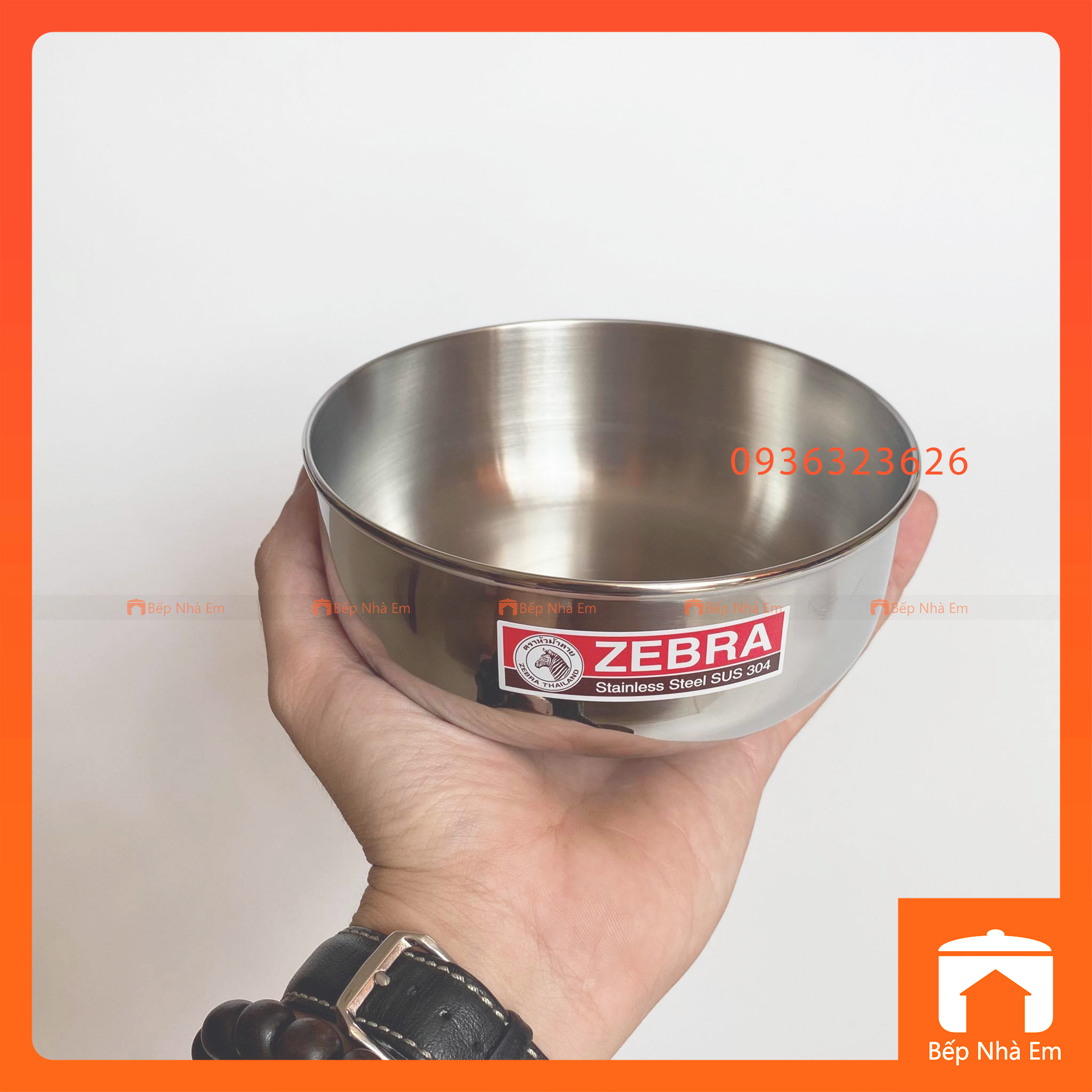 Tô Inox 304, Chén Inox 304 1 Lớp ZEBRA Nhiều Size Cao Cấp - Hàng Nhâp Khẩu Thái Lan