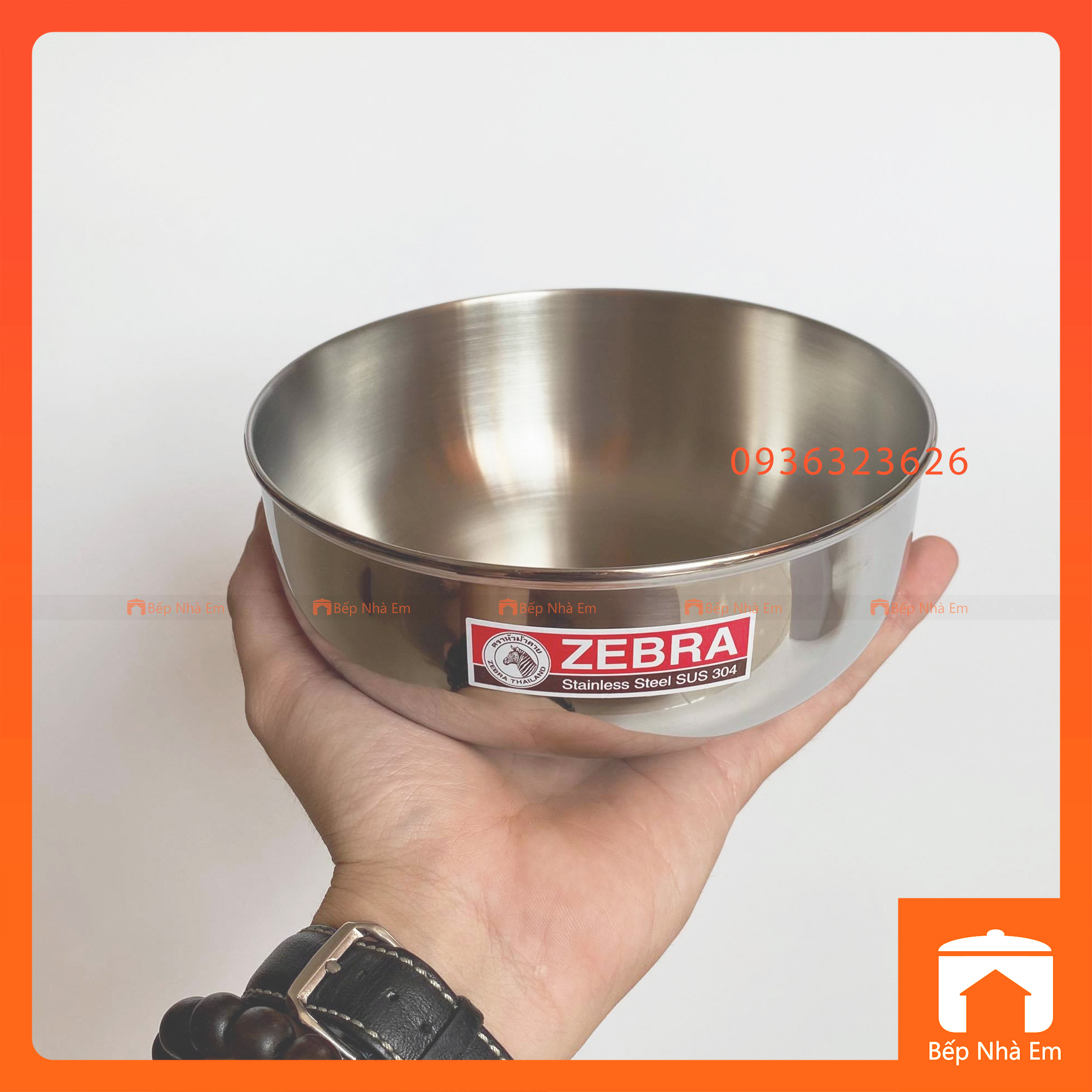 Tô Inox 304, Chén Inox 304 1 Lớp ZEBRA Nhiều Size Cao Cấp - Hàng Nhâp Khẩu Thái Lan