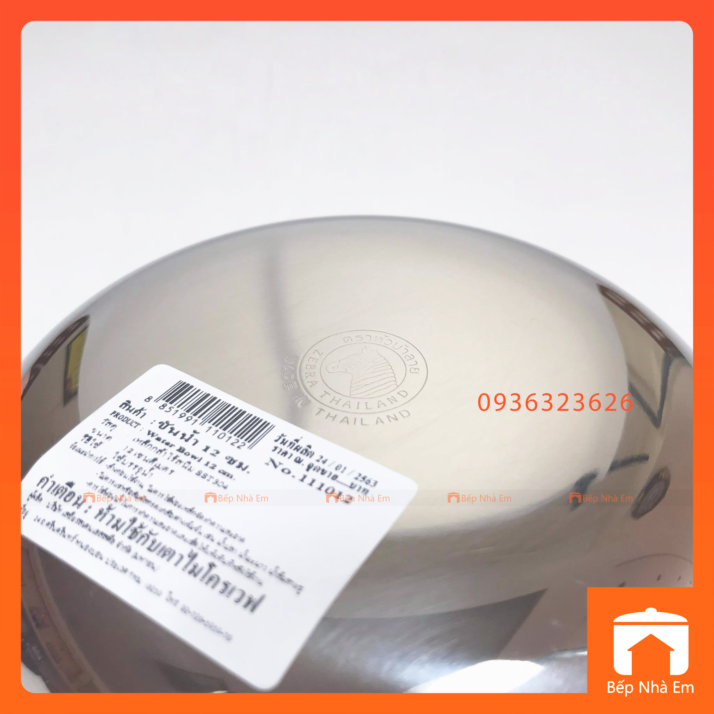 Tô Inox 304, Chén Inox 304 1 Lớp ZEBRA Nhiều Size Cao Cấp - Hàng Nhâp Khẩu Thái Lan