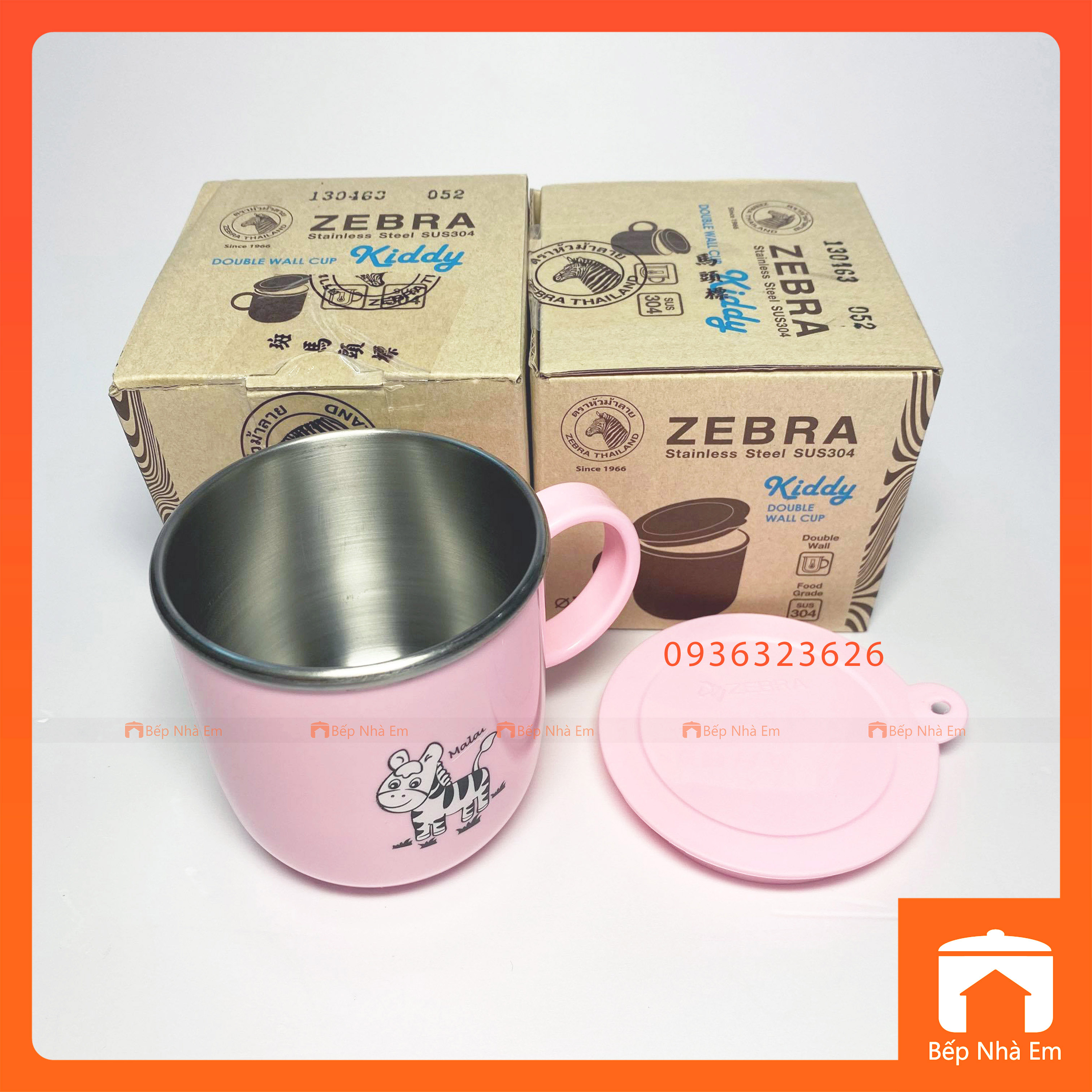 Ca Nước Trẻ Em 2 Lớp Cách Nhiệt 250ml Zebra Cao Cấp - Nhập Khẩu Thái Lan