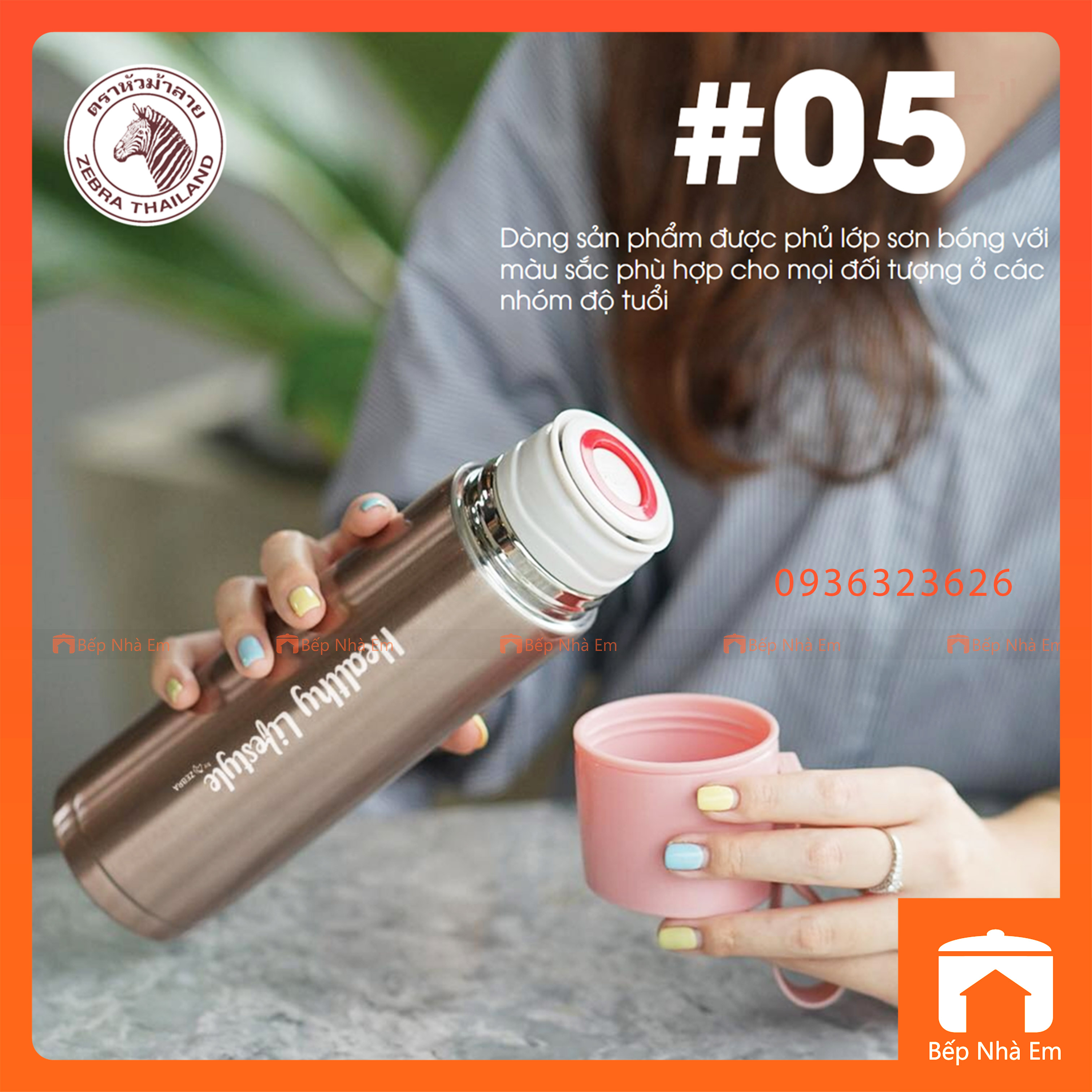 Bình Giữ Nhiệt ZEBRA Healthy Lifestyle 0.45L ( Inox 304) - 112669 - Hàng Nhập Khẩu Thái Lan