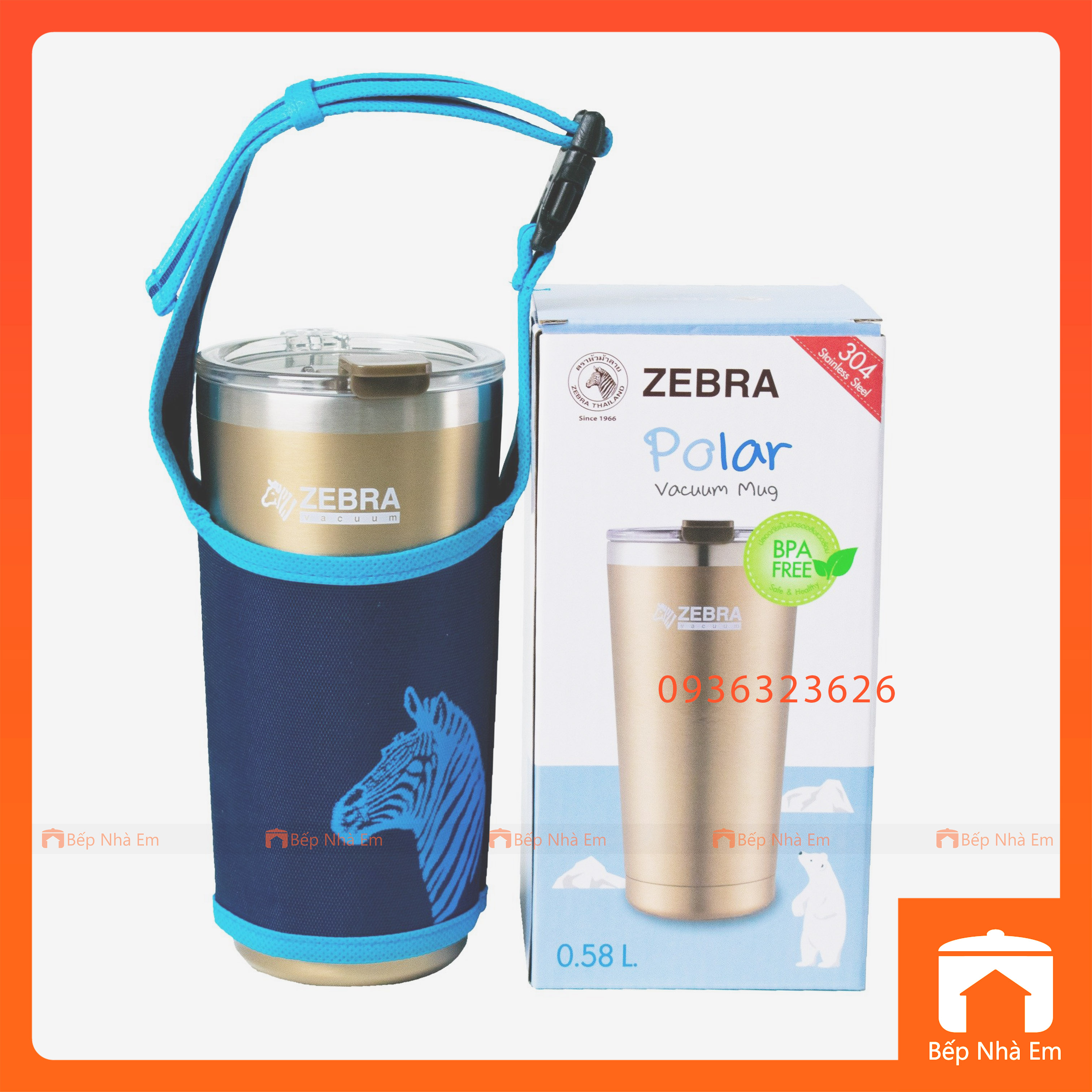 Ly Giữ Nhiệt ZEBRA Polar 0.58L Có Túi Xách  Vải - 112701 - Hàng Nhập Khẩu Thái Lan