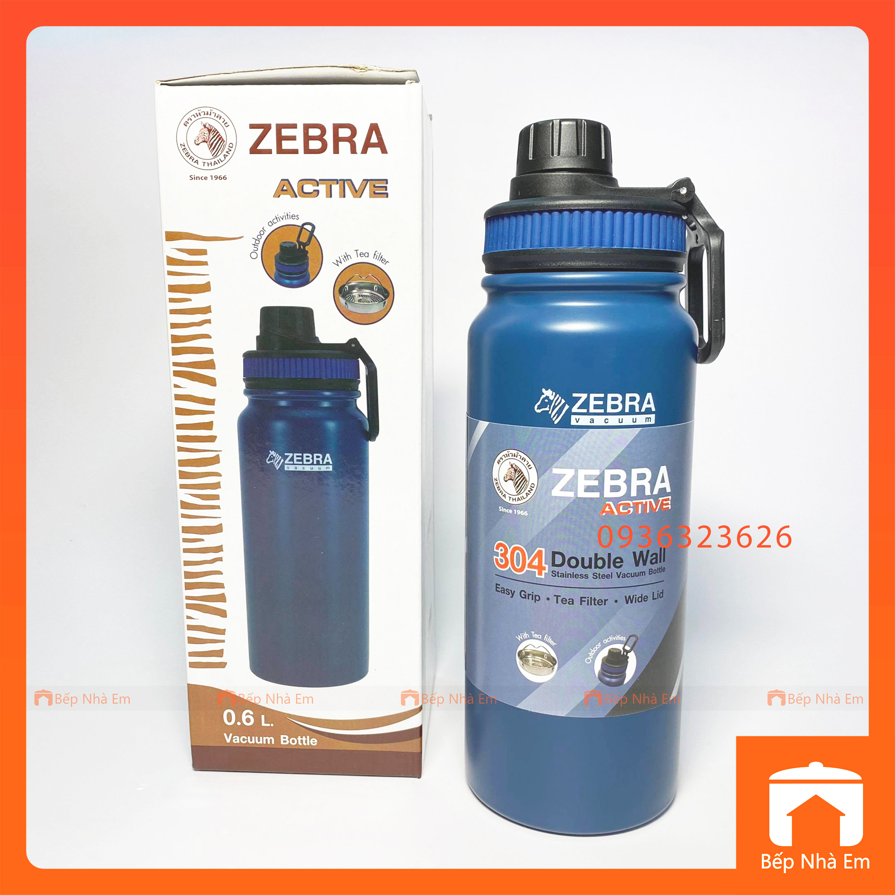 Bình Giữ Nhiệt ZEBRA Thể Thao Active 600ml Có Vỉ Lược - Hàng Nhập Khẩu Thái Lan