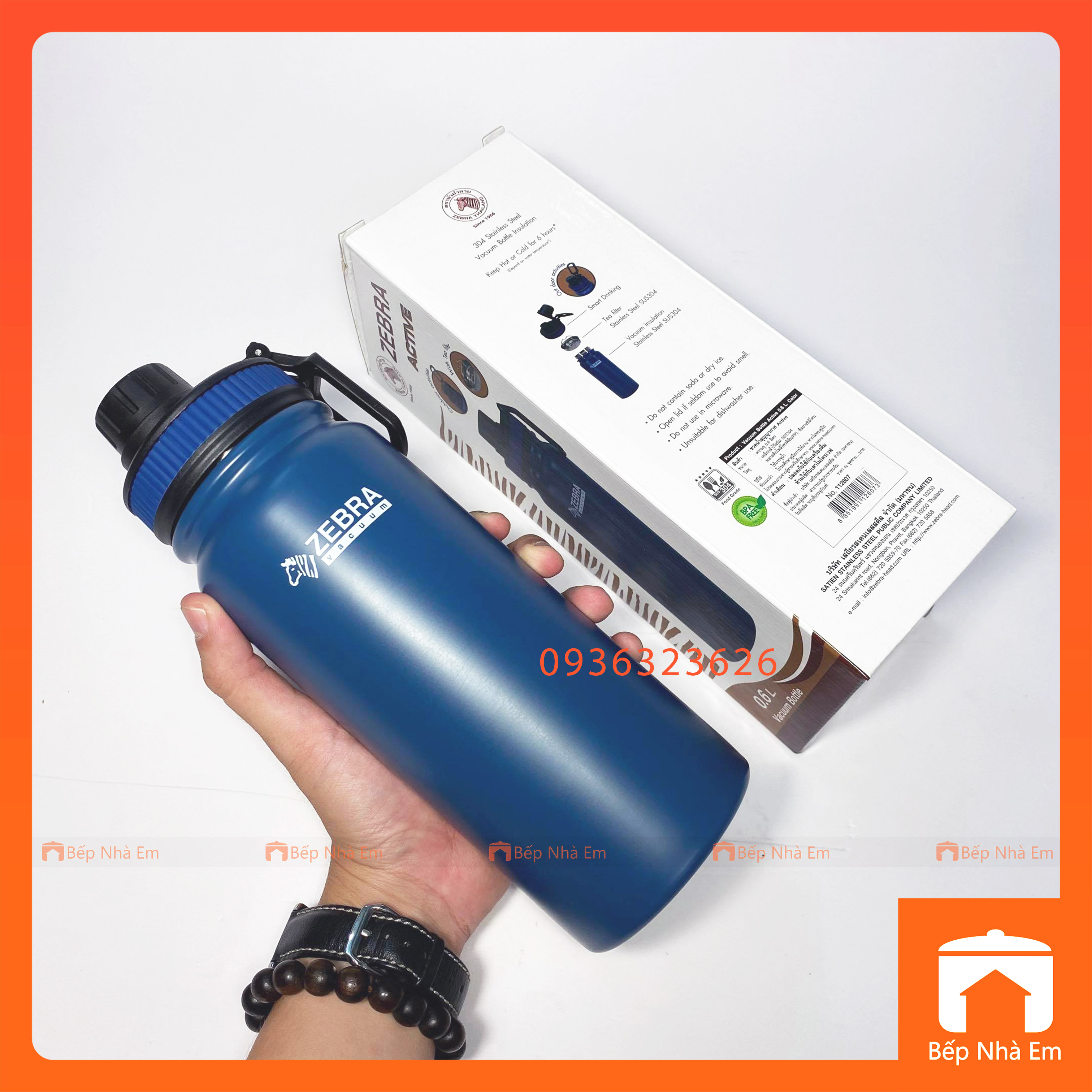 Bình Giữ Nhiệt ZEBRA Thể Thao Active 600ml Có Vỉ Lược - Hàng Nhập Khẩu Thái Lan