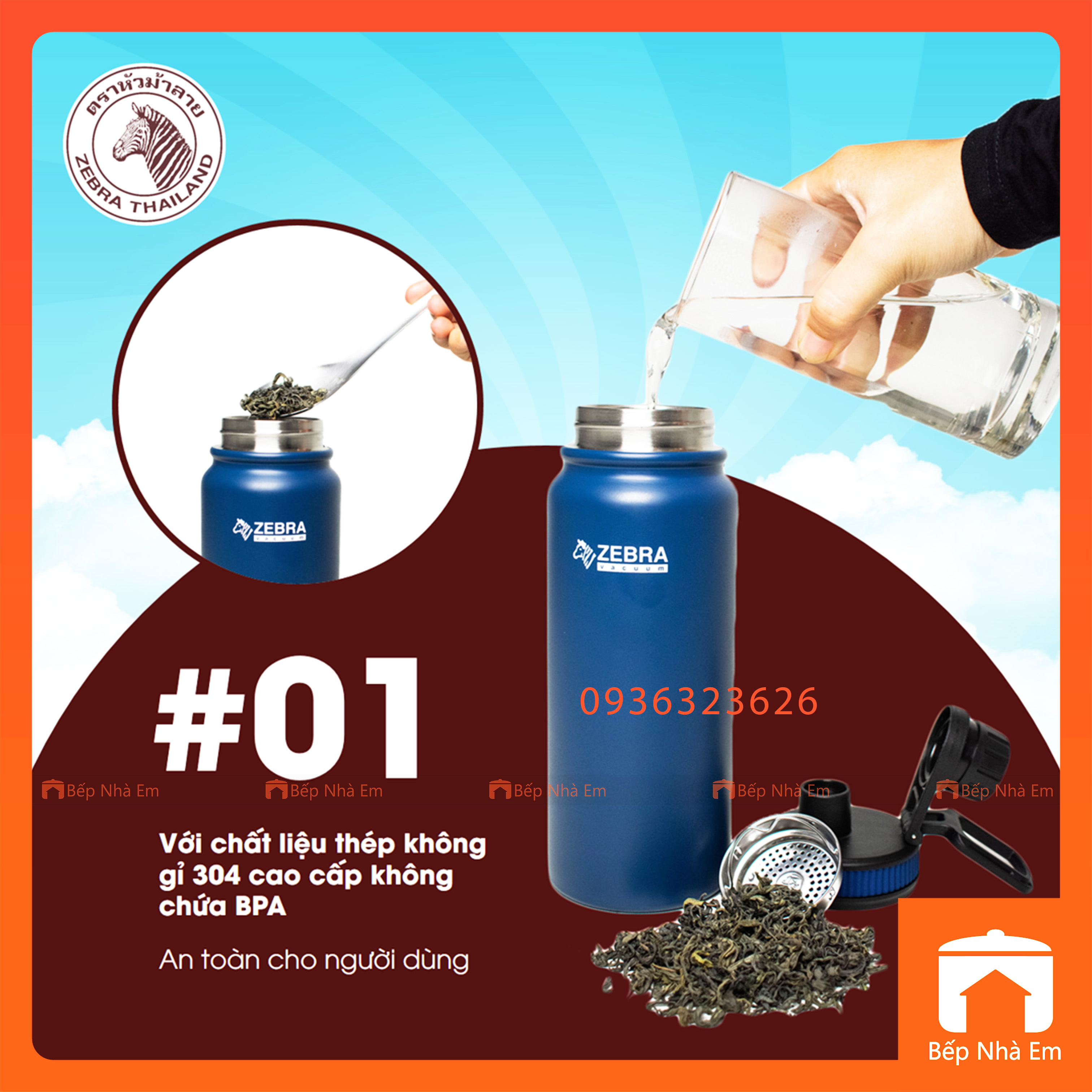 Bình Giữ Nhiệt ZEBRA Thể Thao Active 600ml Có Vỉ Lược - Hàng Nhập Khẩu Thái Lan