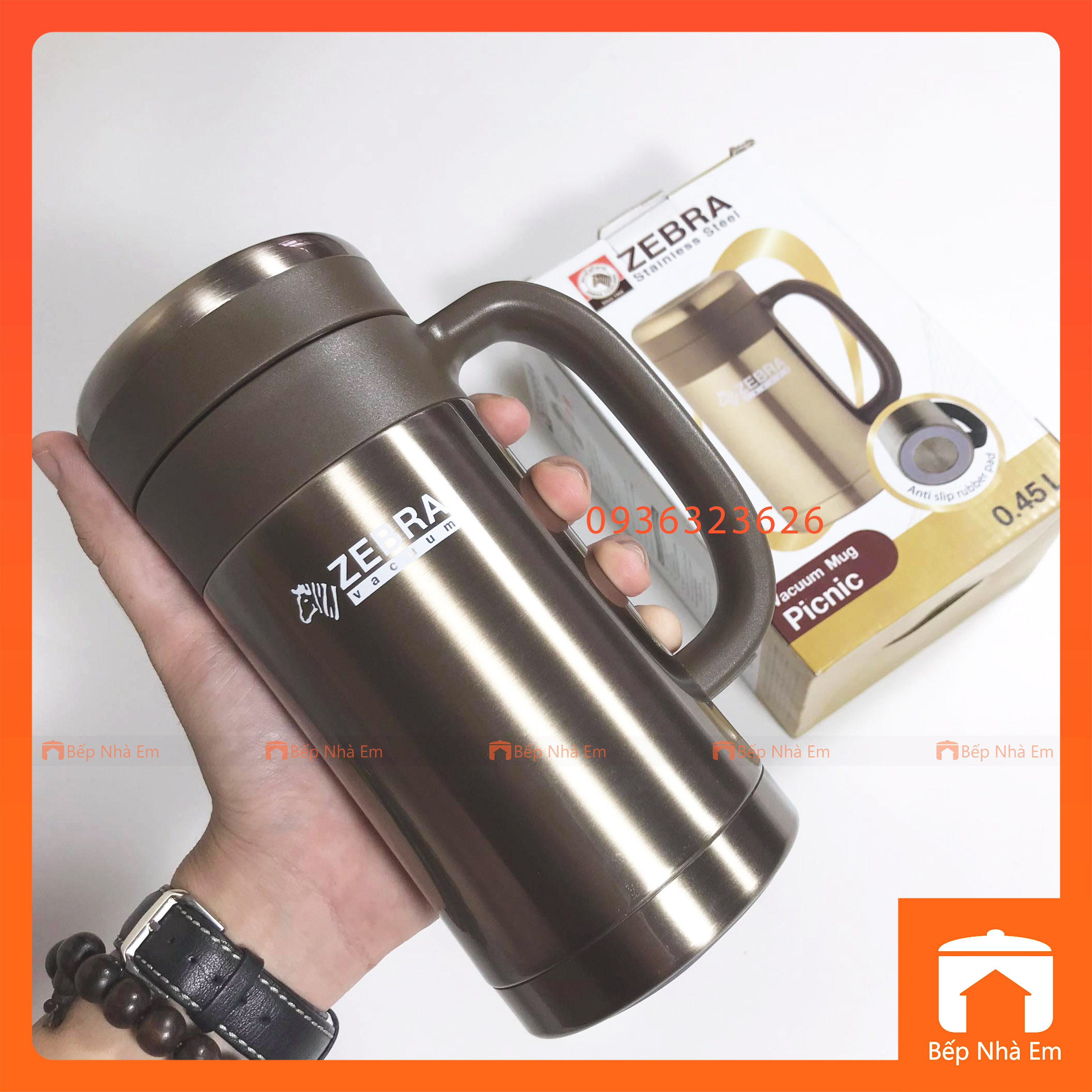 Ca Giữ Nhiệt ZEBRA Picnic 0.45L (Inox 304) - 112907 - Hàng Nhập Khẩu Thái Lan