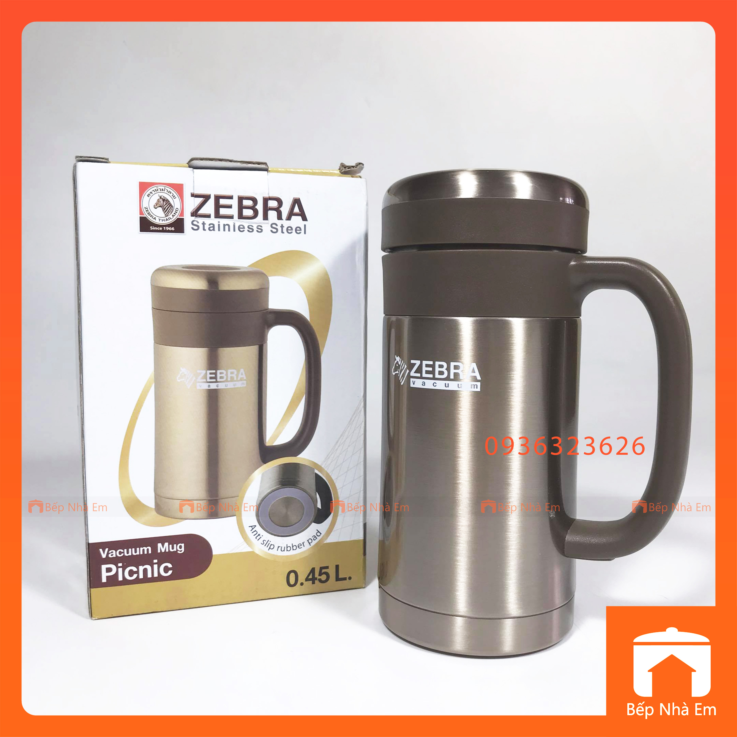 Ca Giữ Nhiệt ZEBRA Picnic 0.45L (Inox 304) - 112907 - Hàng Nhập Khẩu Thái Lan