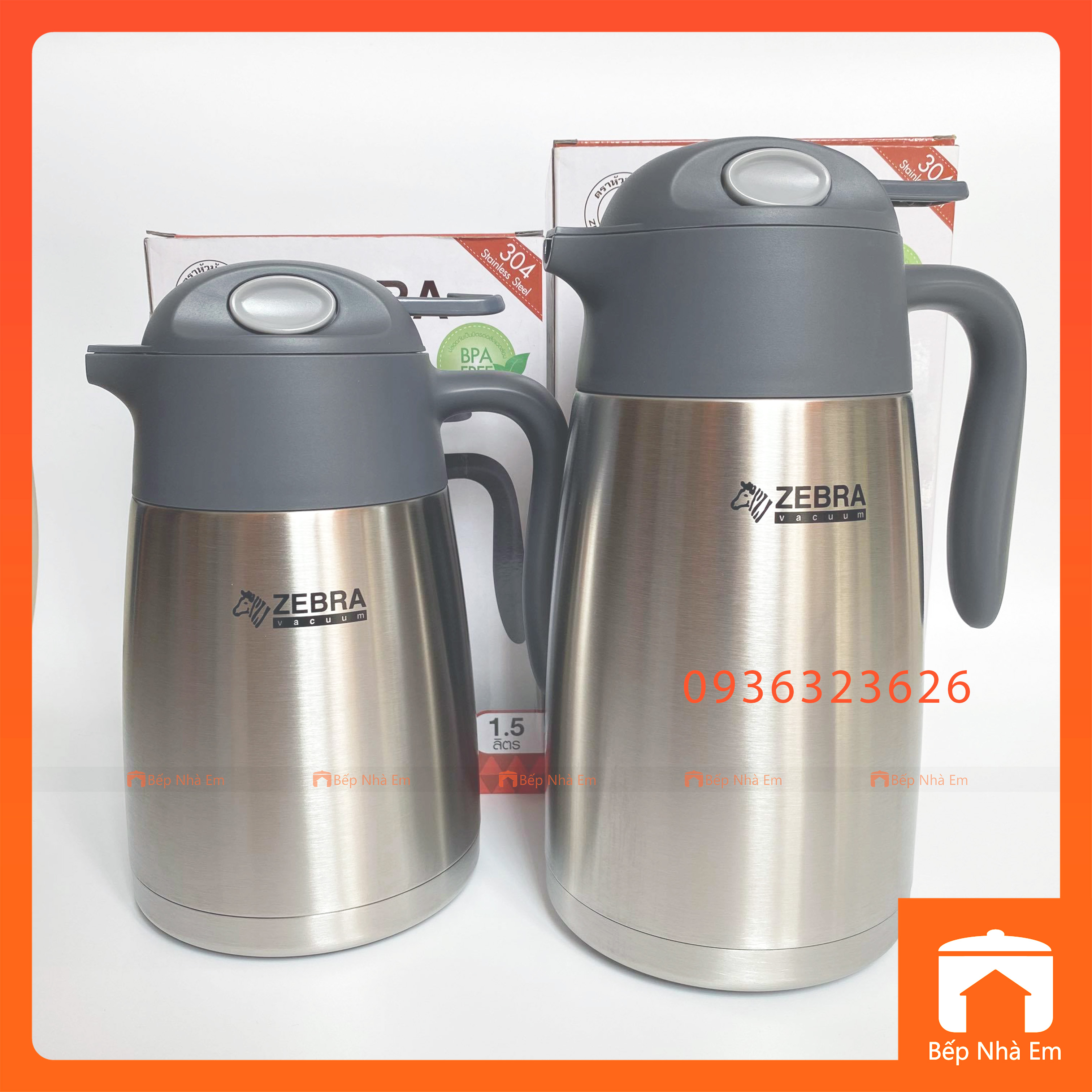 Bình Giữ Nhiệt ZEBRA Smart III Nắp Mở Thông Minh 1.5L - 2.0L - Hàng Nhập Khẩu Thái Lan