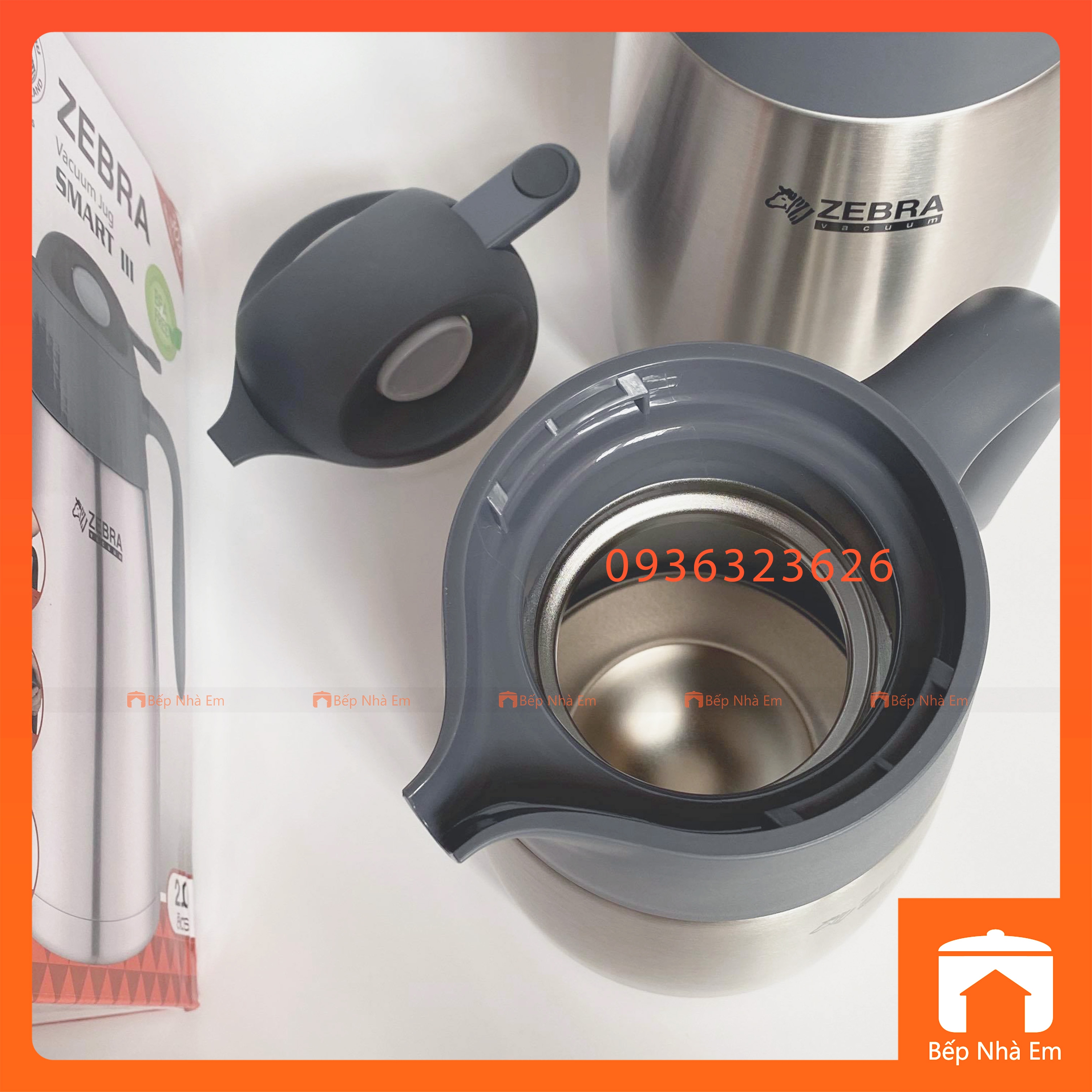 Bình Giữ Nhiệt ZEBRA Smart III Nắp Mở Thông Minh 1.5L - 2.0L - Hàng Nhập Khẩu Thái Lan