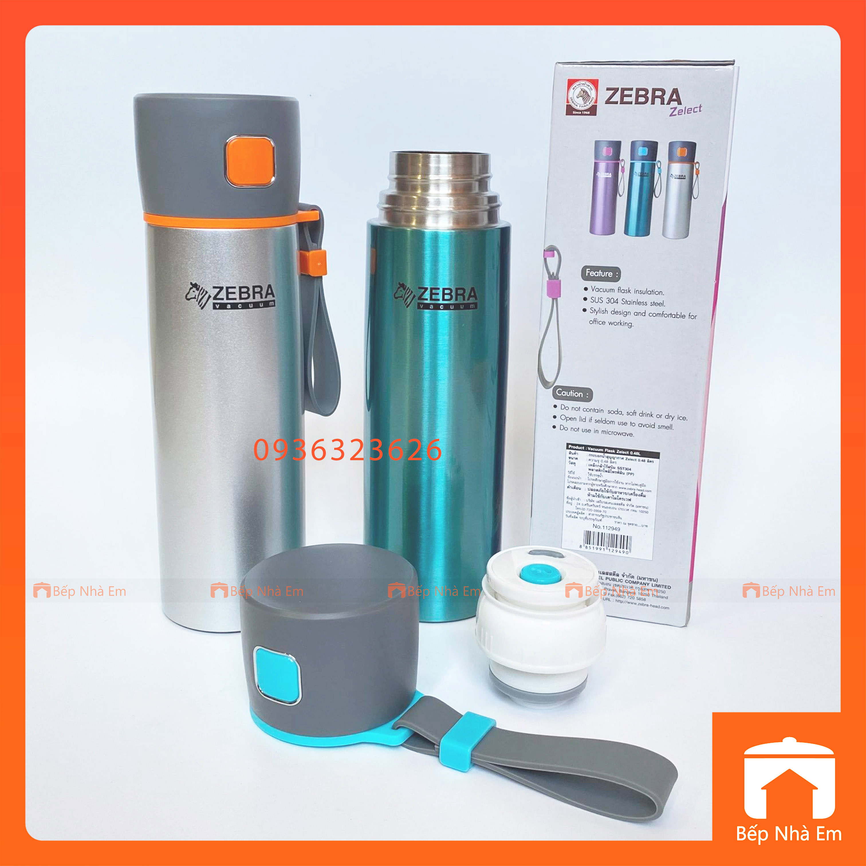 Bình Giữ Nhiệt ZEBRA Zelect Flask 0.48L (Inox 304) - 112949 - Hàng Nhập Khẩu Thái Lan