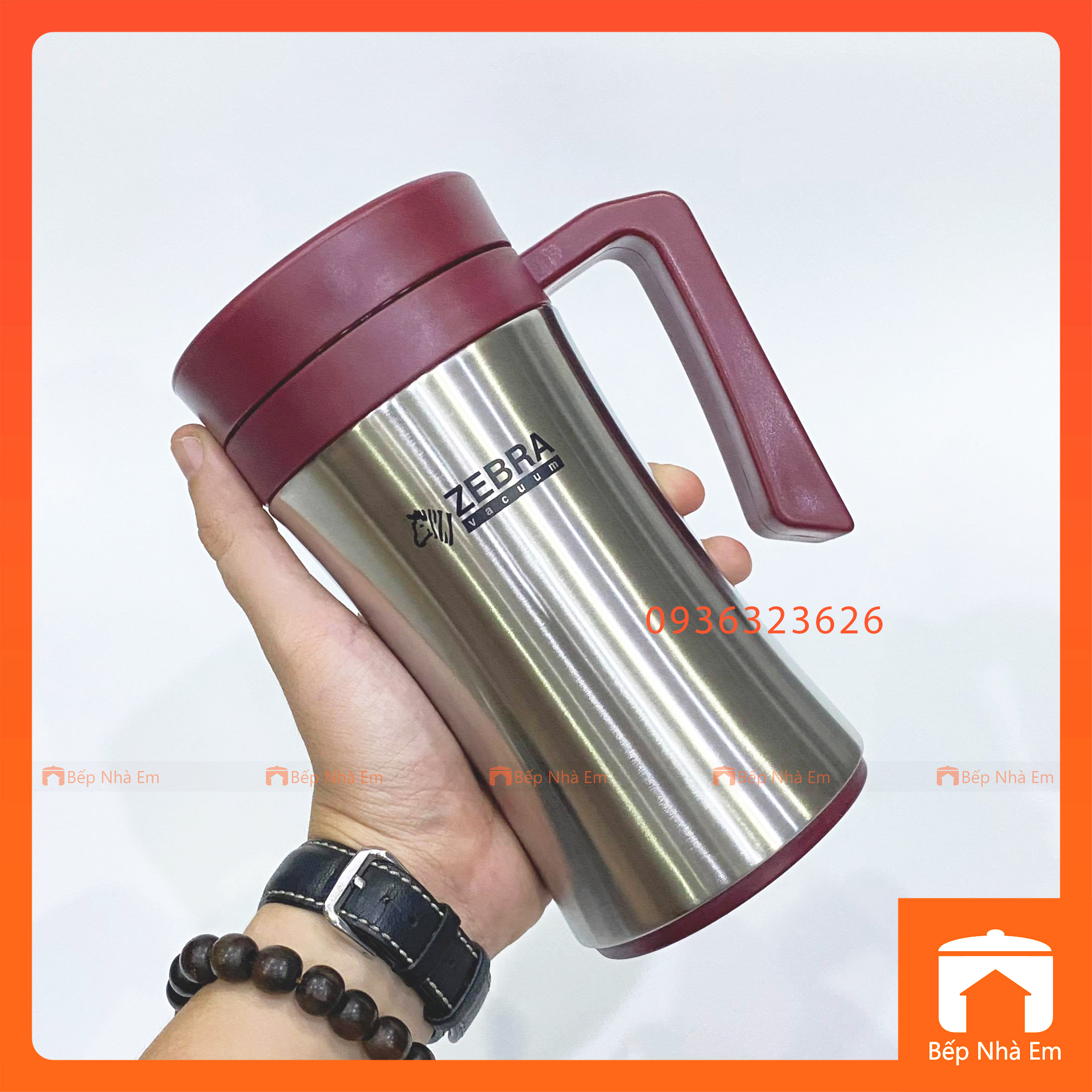 Ca Giữ Nhiệt Có Quai ZEBRA 0.45L (Inox 304) - 112972 - Hàng Nhập Khẩu Thái Lan