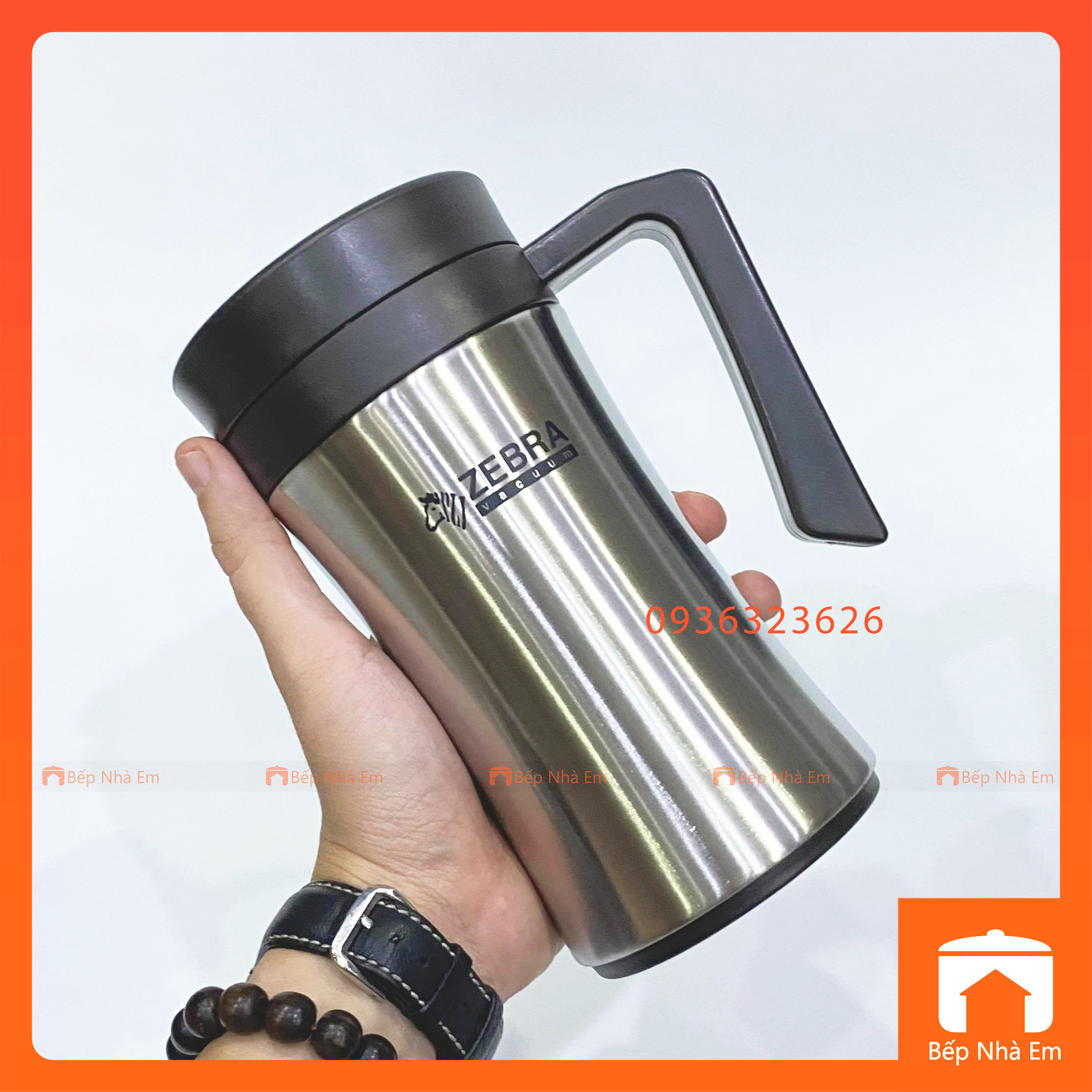 Ca Giữ Nhiệt Có Quai ZEBRA 0.45L (Inox 304) - 112972 - Hàng Nhập Khẩu Thái Lan