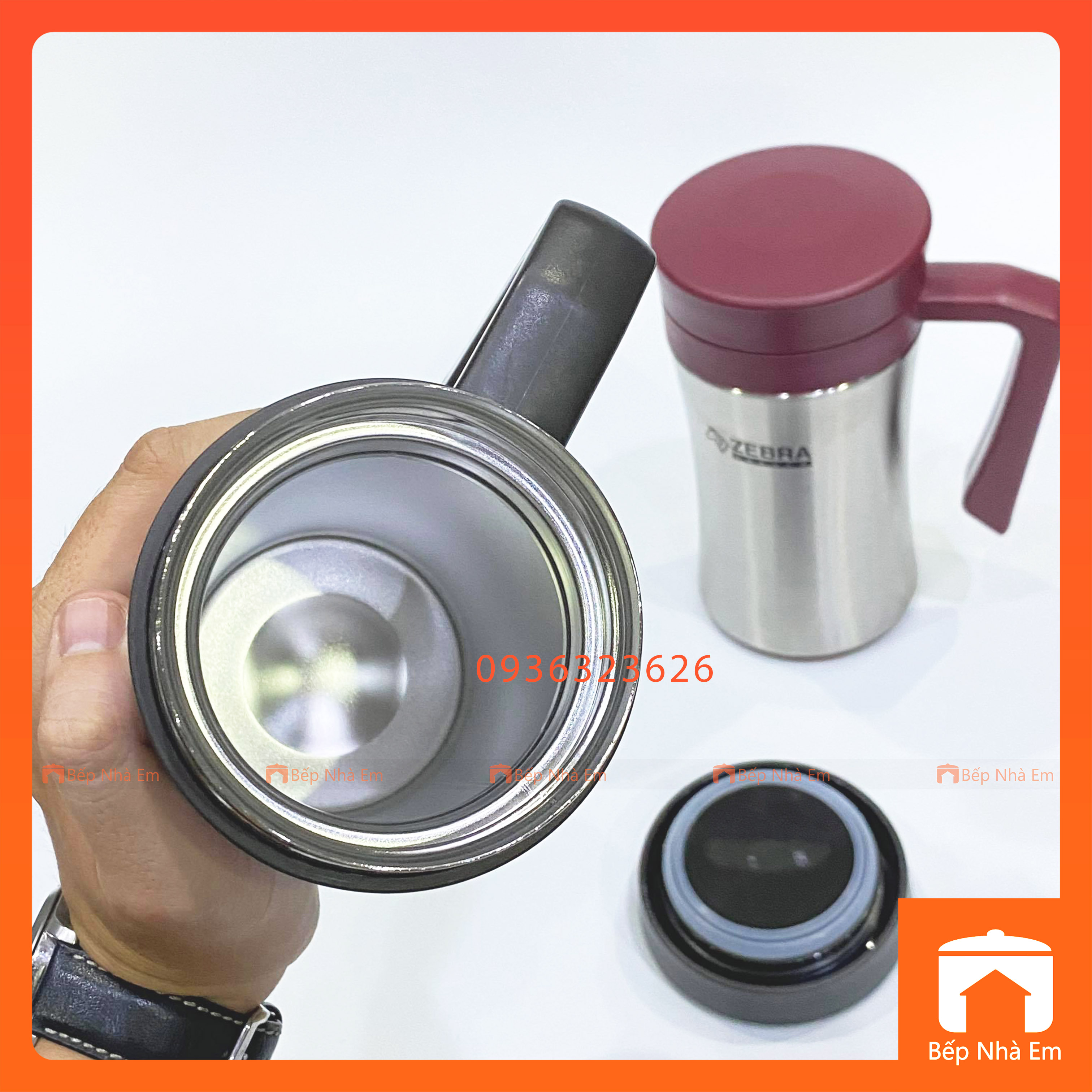 Ca Giữ Nhiệt Có Quai ZEBRA 0.45L (Inox 304) - 112972 - Hàng Nhập Khẩu Thái Lan