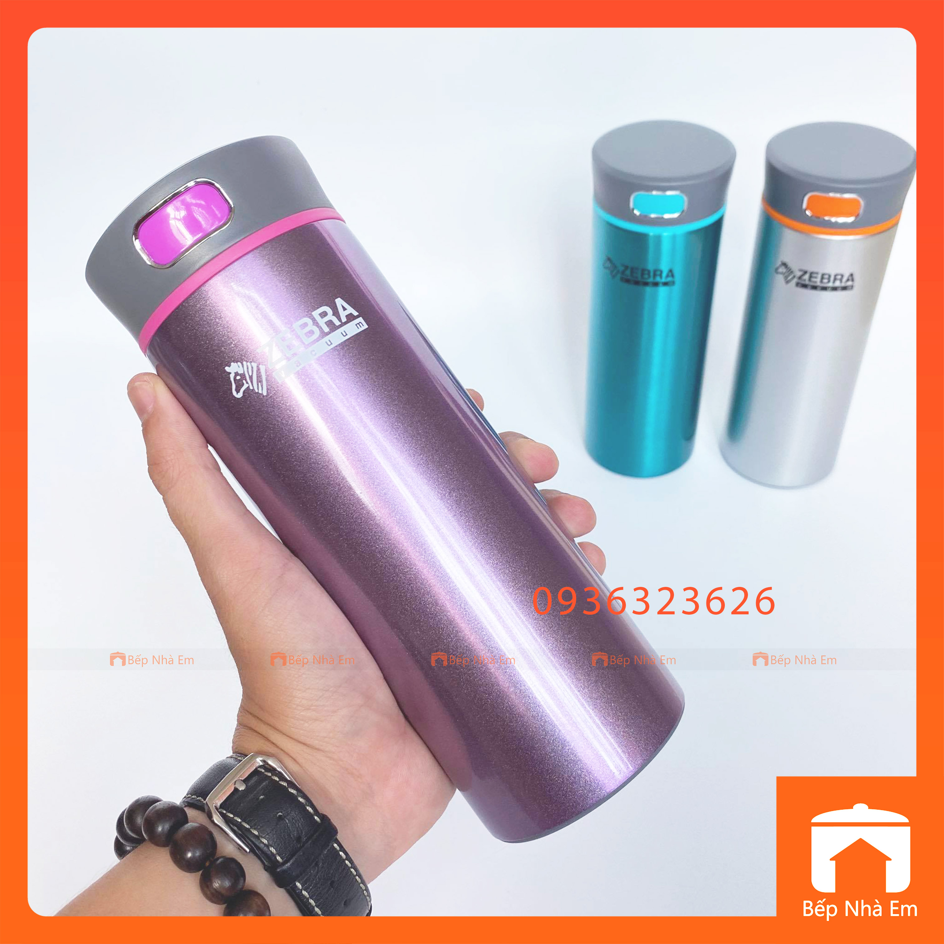Bình Giữ Nhiệt ZEBRA Zelect Amethyst 0.4L (Inox 304) - 112996. Nhập Khẩu Thái Lan