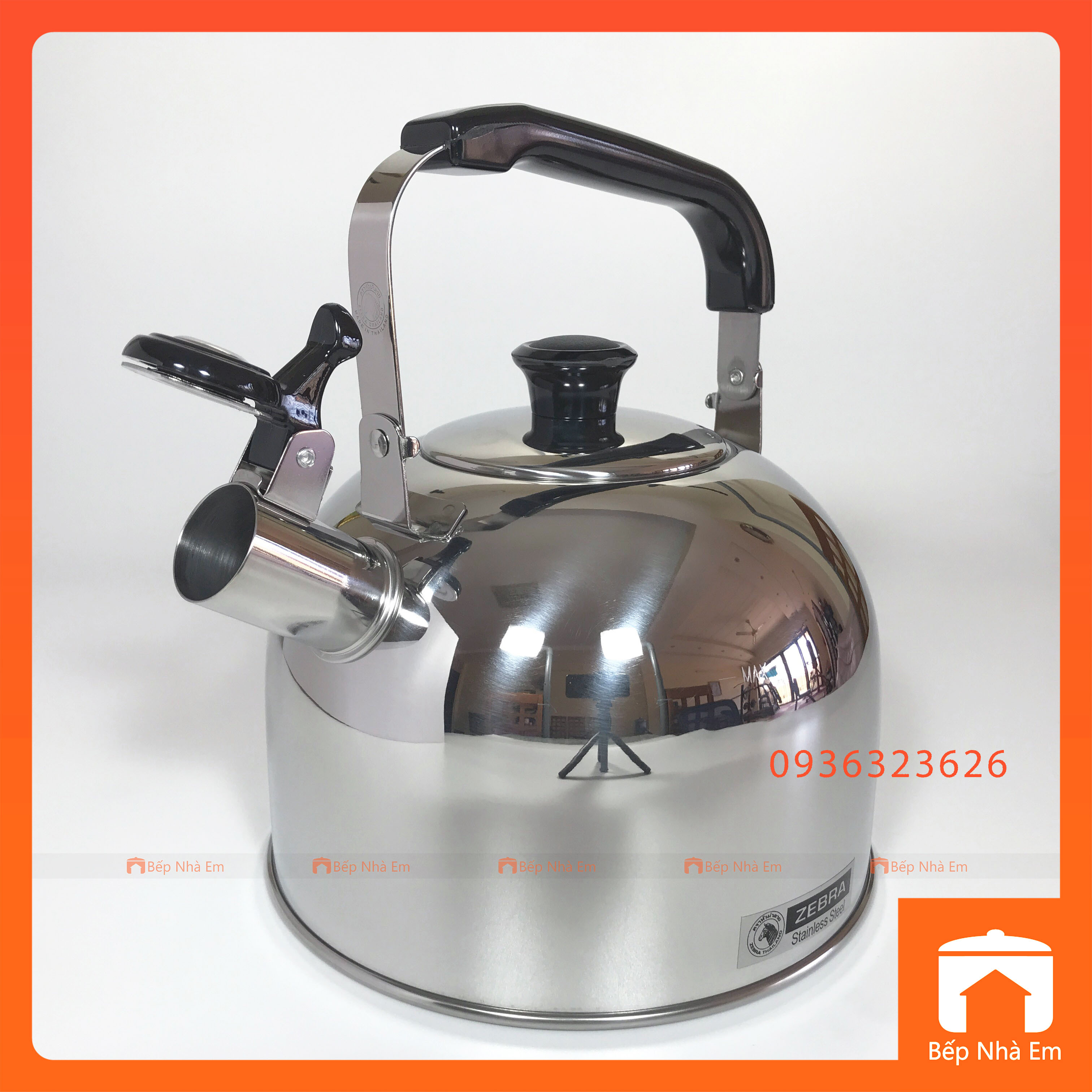 Ấm Đun Nước ZEBRA Vòi Ngắn 3.5L - 5L - 6L (Inox 304) - Hàng Nhập Khẩu Thái Lan