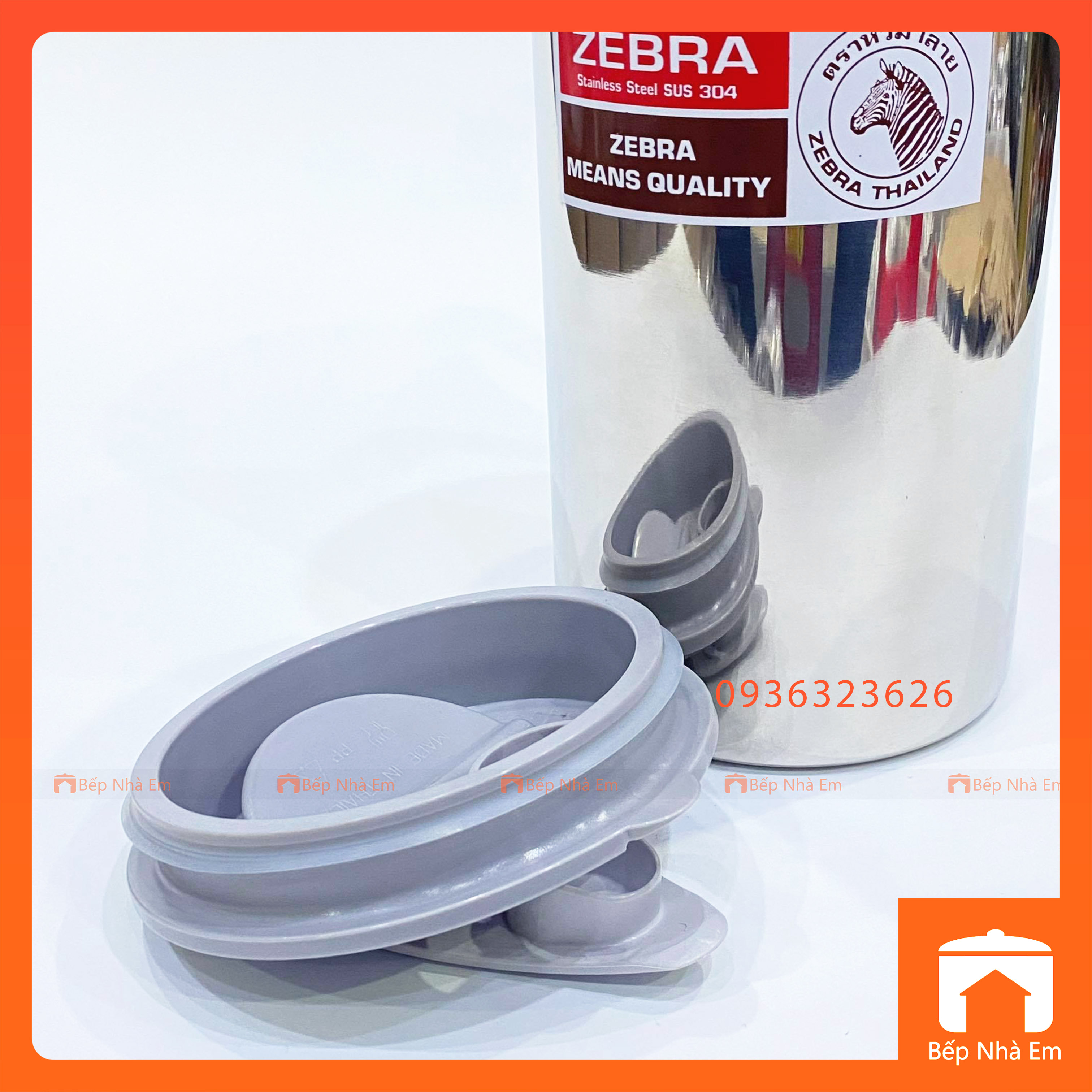 Ca Rót Nước Inox 304 ZEBRA Nắp Nhựa An Toàn 1.9L Cao Cấp - 115028 - Hàng Nhập Khẩu Thái Lan