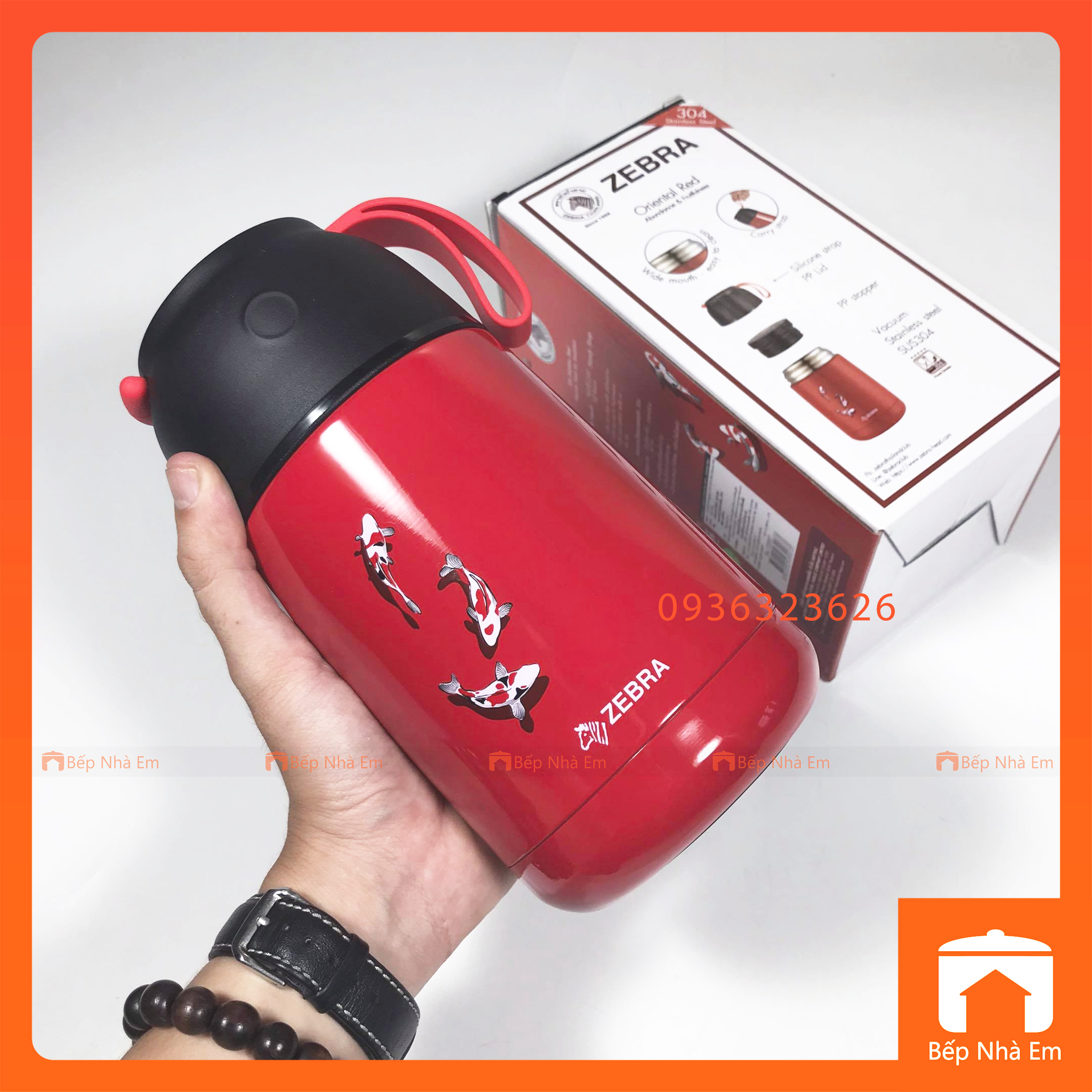 Camen - Bình Ủ Cháo ZEBRA Kim Ngư 0.65L (Inox 304) - 123007 - Hàng Nhập Khẩu Thái Lan