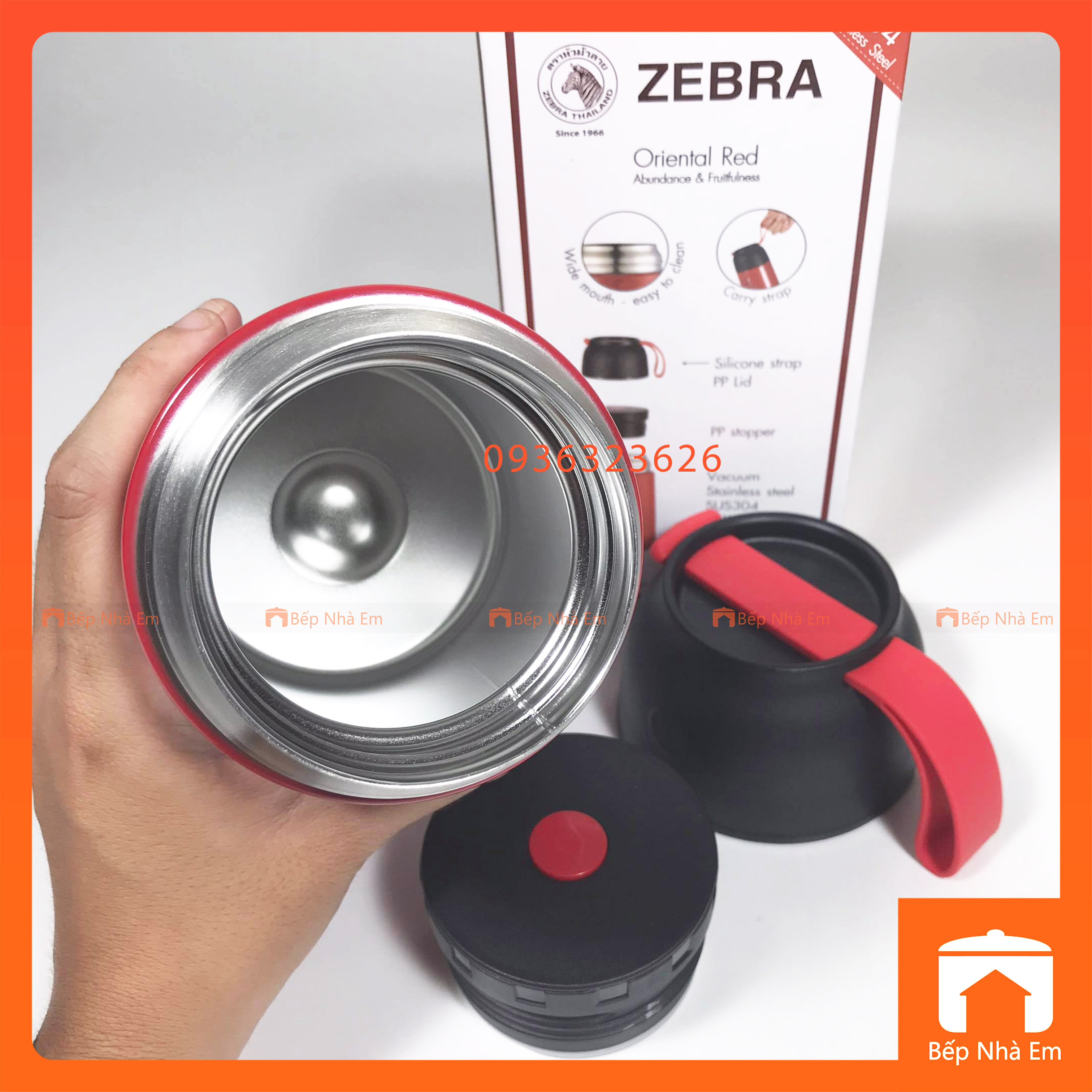 Camen - Bình Ủ Cháo ZEBRA Kim Ngư 0.65L (Inox 304) - 123007 - Hàng Nhập Khẩu Thái Lan