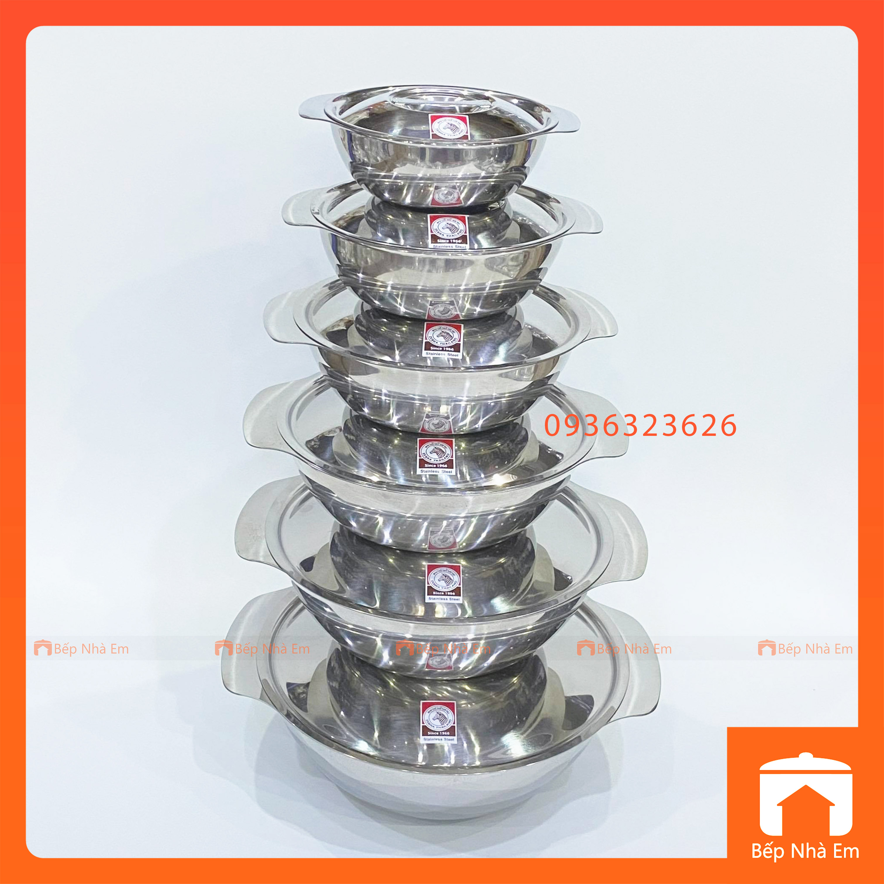 Thố Inox 304 ZEBRA Có Nắp, Quai Cầm Nhiều Kích Thước - Hàng Nhập Khẩu Thái Lan