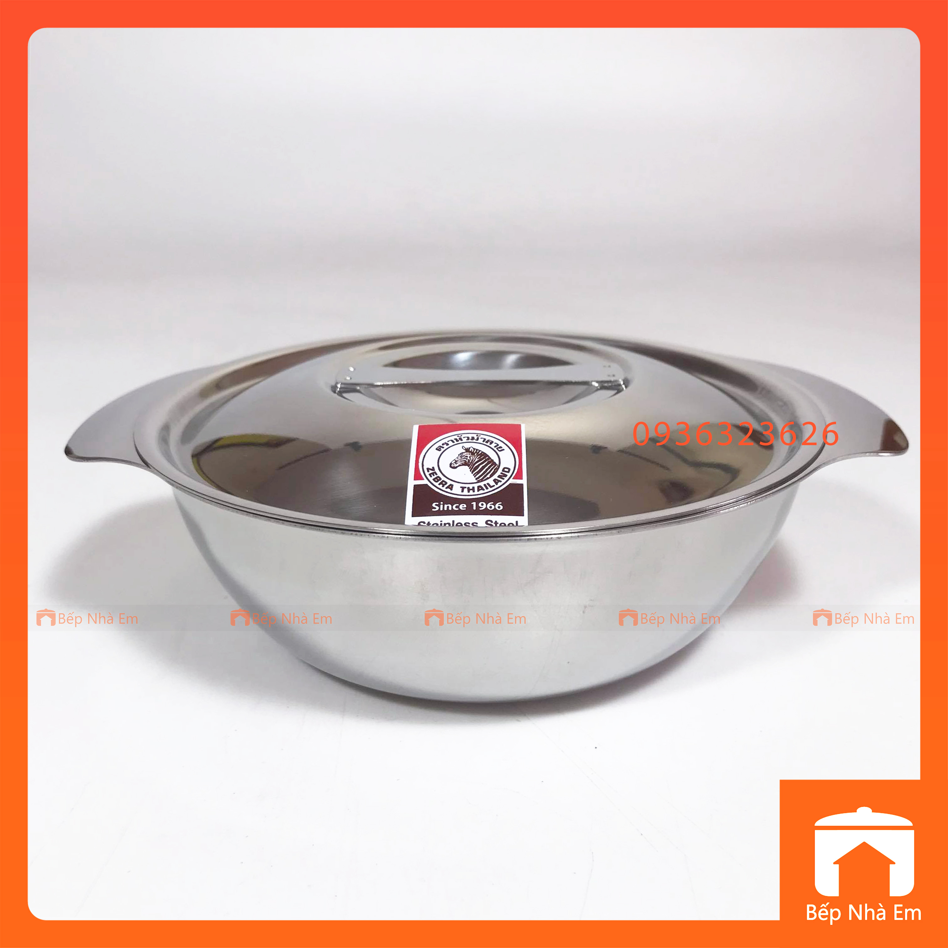 Thố Inox 304 ZEBRA Có Nắp, Quai Cầm Nhiều Kích Thước - Hàng Nhập Khẩu Thái Lan