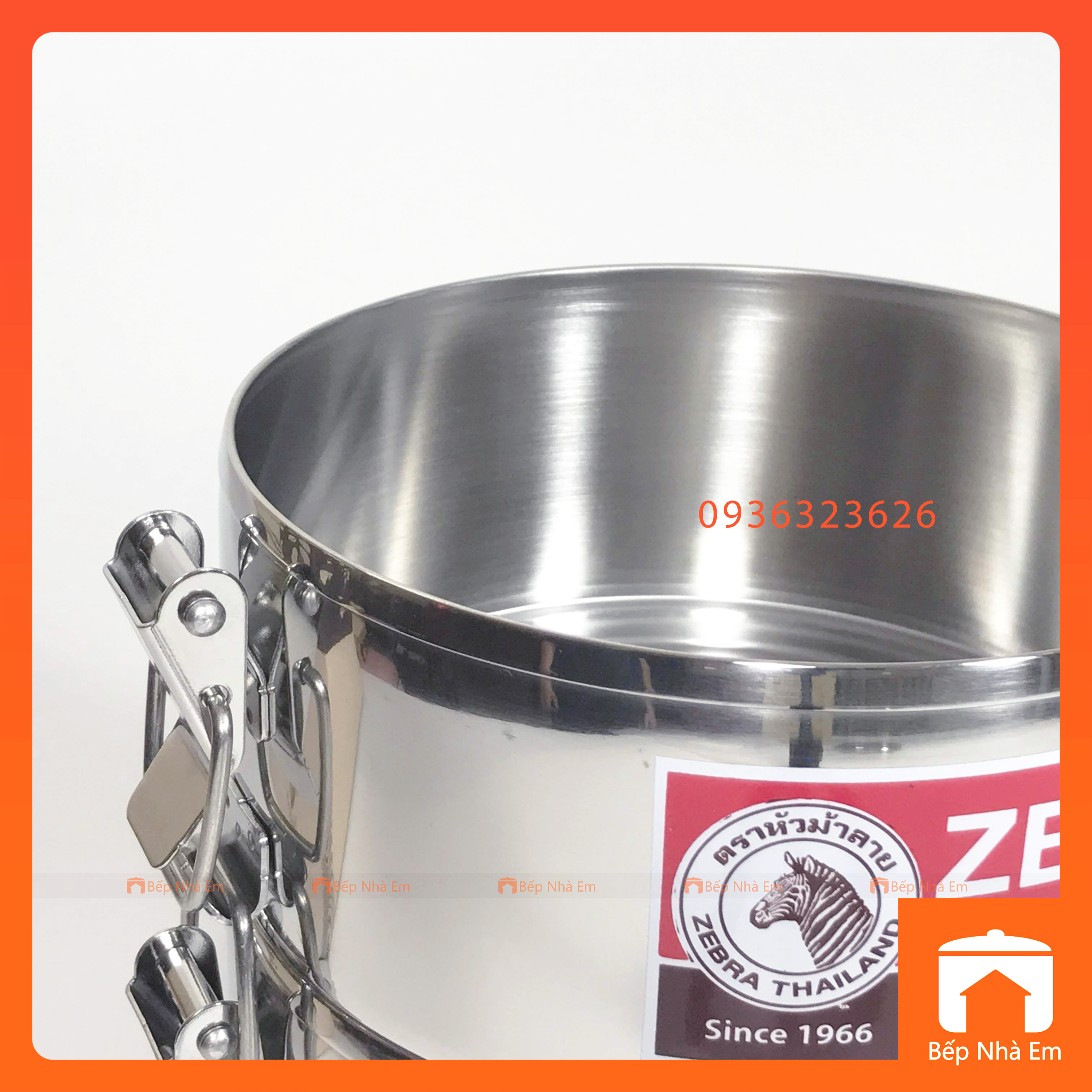 Camen Inox 304 ZEBRA 14cm x 3 Ngăn Khóa Rời Tiện Dụng  150273 - Hàng Nhập Khẩu Thái Lan