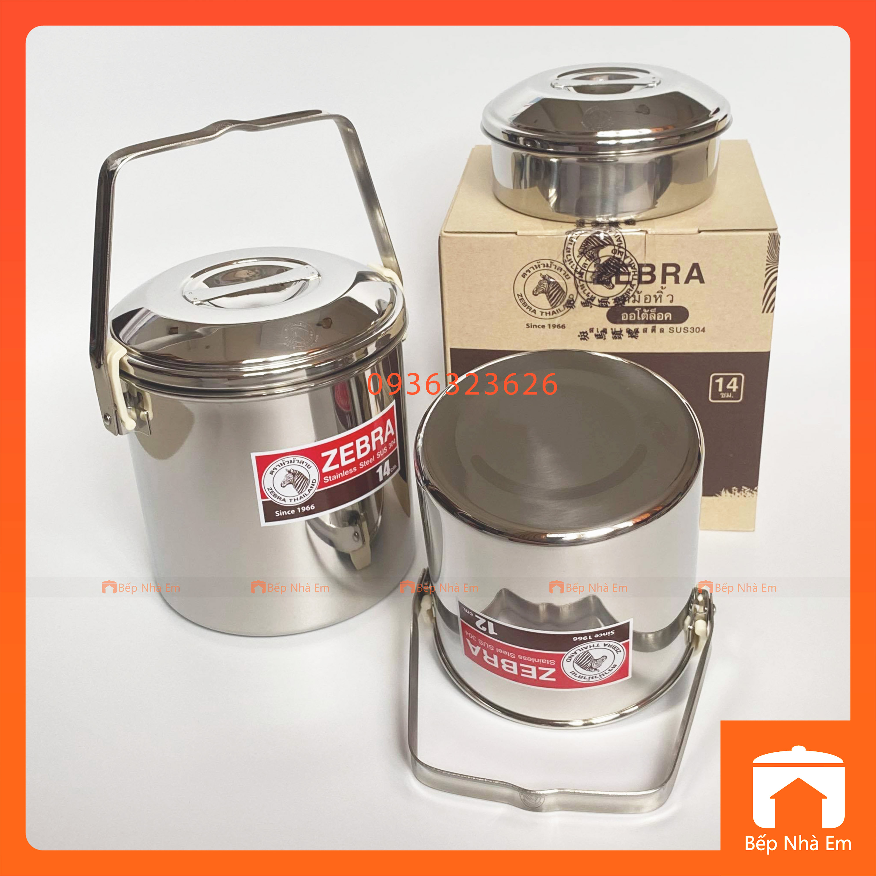 Camen Inox 304 Auto Lock ZEBRA 12cm - 14cm - 151612 - 151614- Hàng Nhập Khẩu Thái Lan