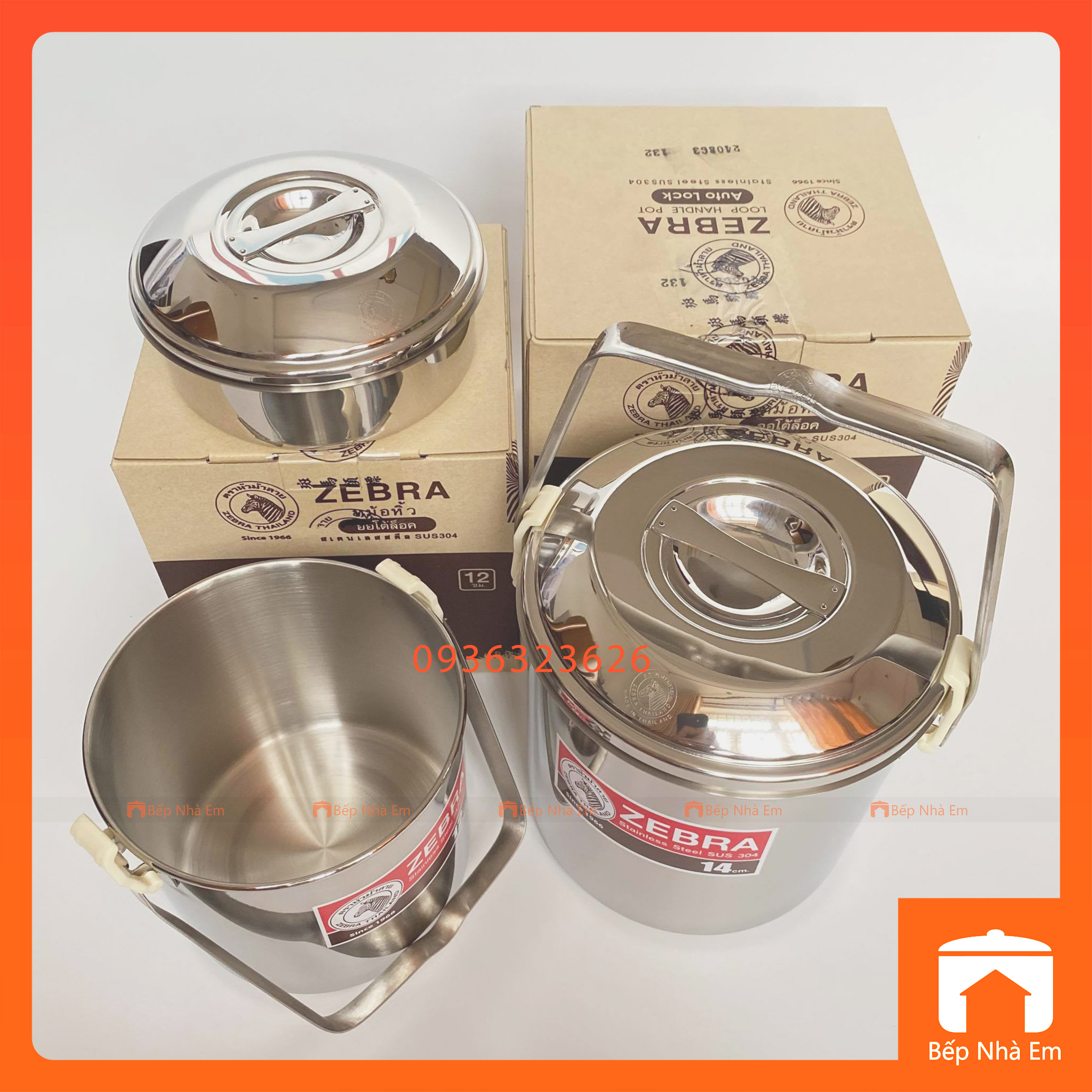 Camen Inox 304 Auto Lock ZEBRA 12cm - 14cm - 151612 - 151614- Hàng Nhập Khẩu Thái Lan