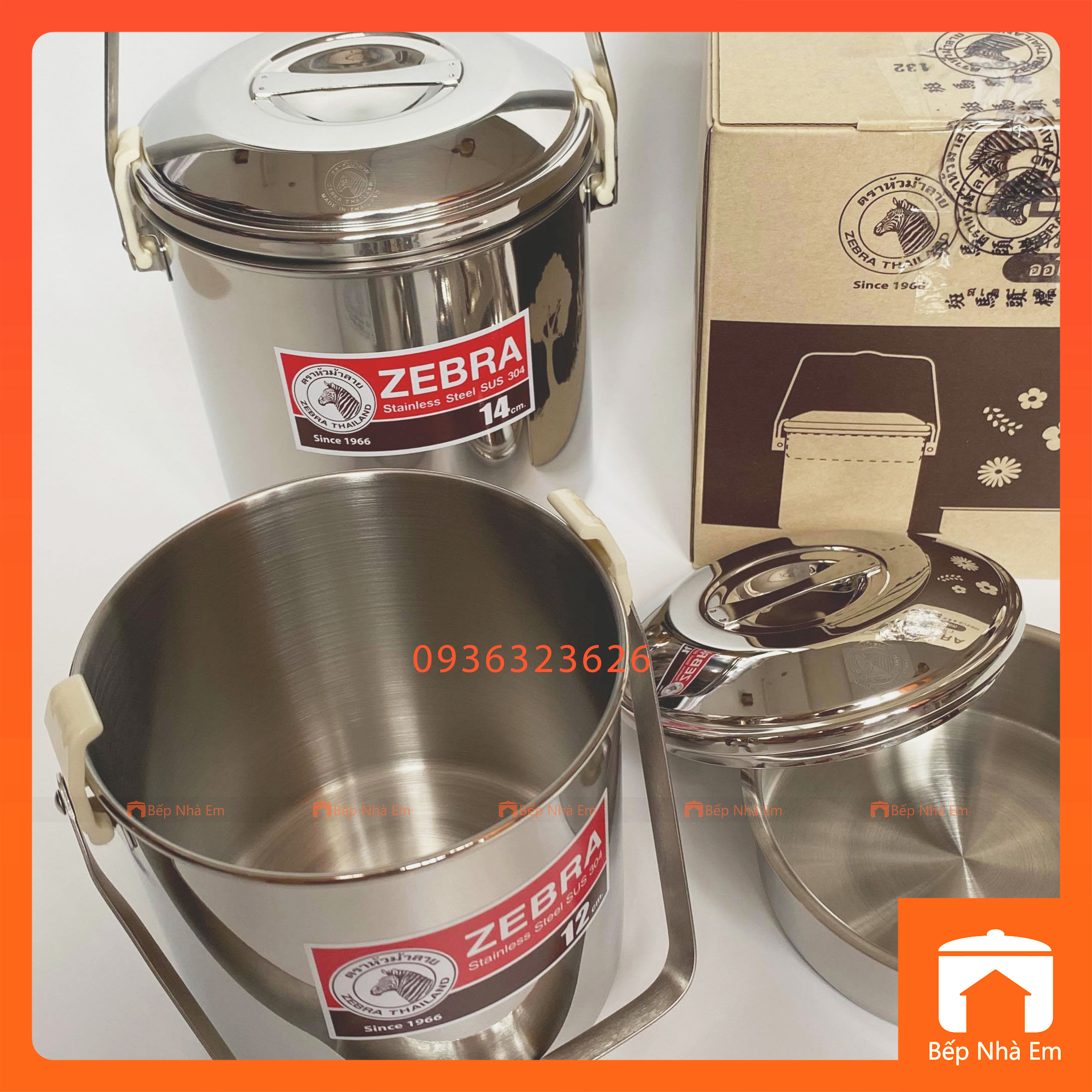 Camen Inox 304 Auto Lock ZEBRA 12cm - 14cm - 151612 - 151614- Hàng Nhập Khẩu Thái Lan