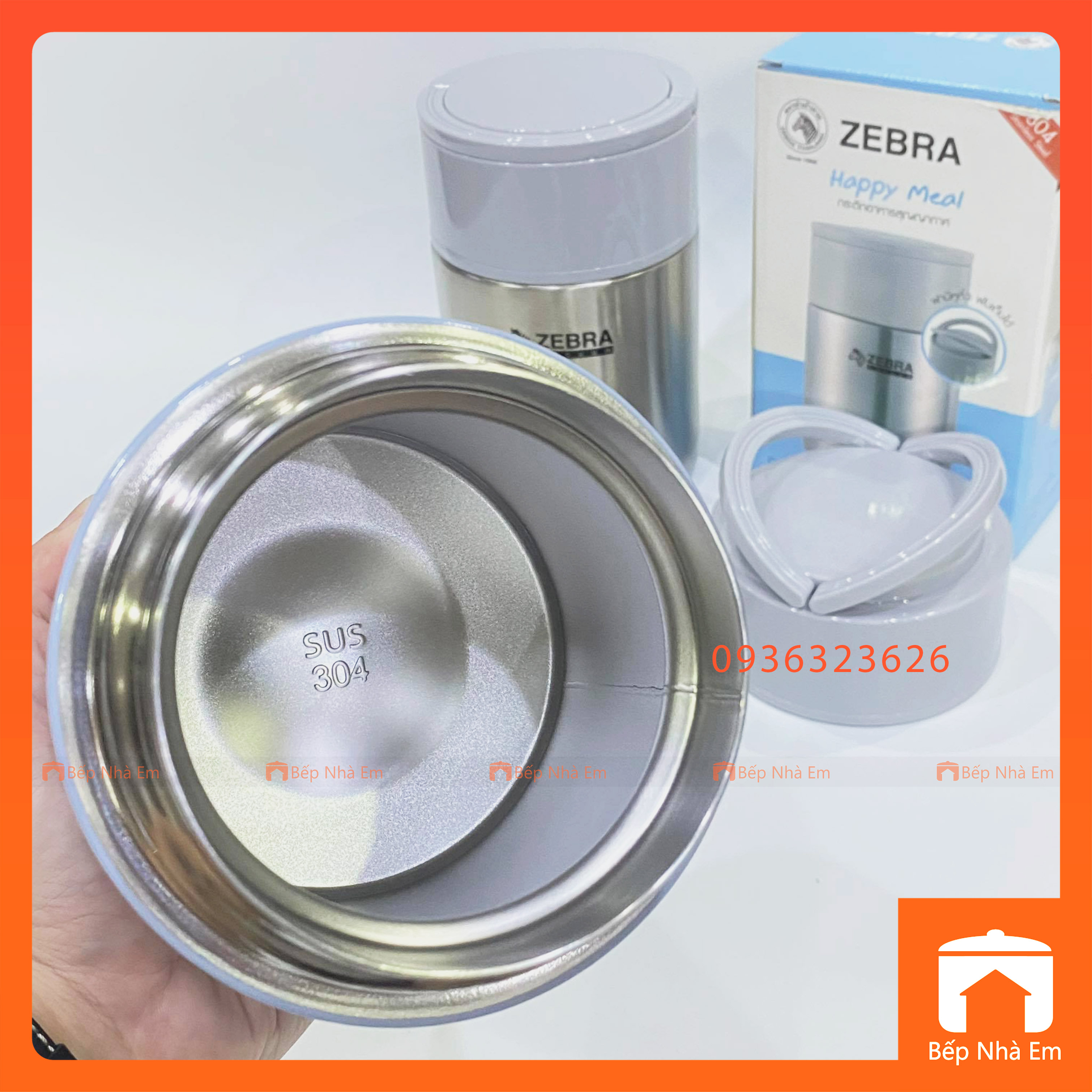 Camen - Bình Ủ Cháo ZEBRA Happy Meal 0.8L 152408 (Inox 304) - Hàng Nhập Khẩu Thái Lan