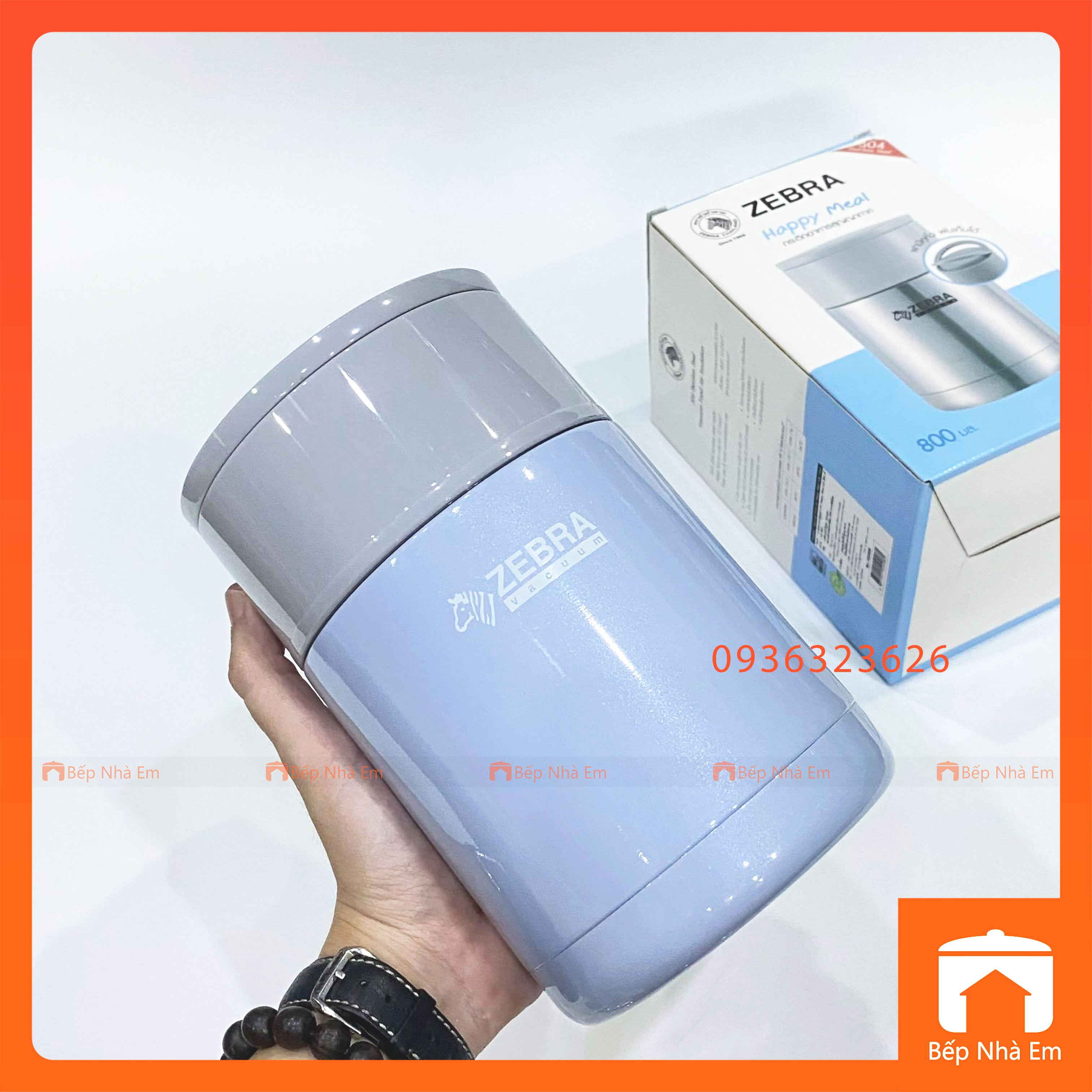 Camen - Bình Ủ Cháo ZEBRA Happy Meal 0.8L 152408 (Inox 304) - Hàng Nhập Khẩu Thái Lan