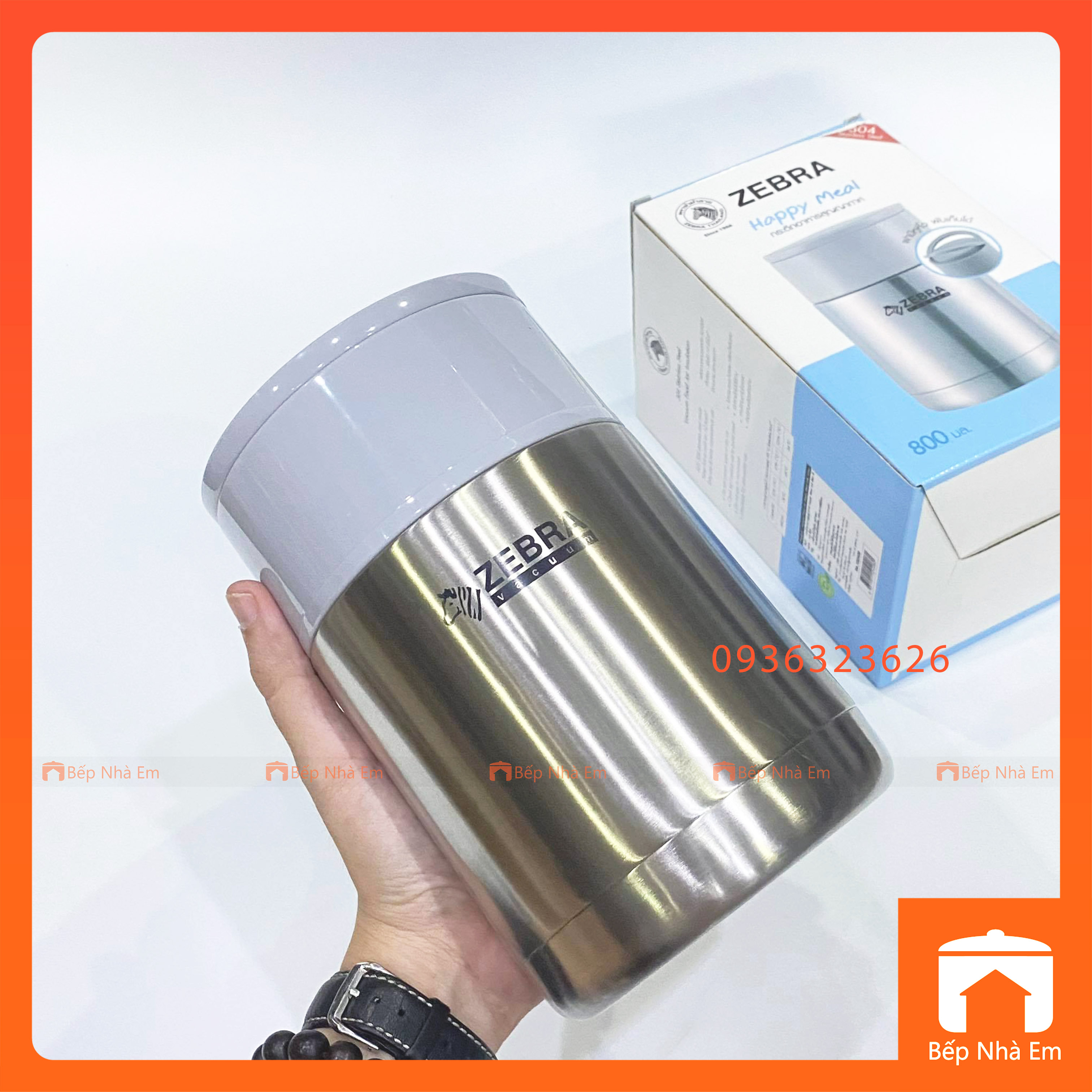 Camen - Bình Ủ Cháo ZEBRA Happy Meal 0.8L 152408 (Inox 304) - Hàng Nhập Khẩu Thái Lan