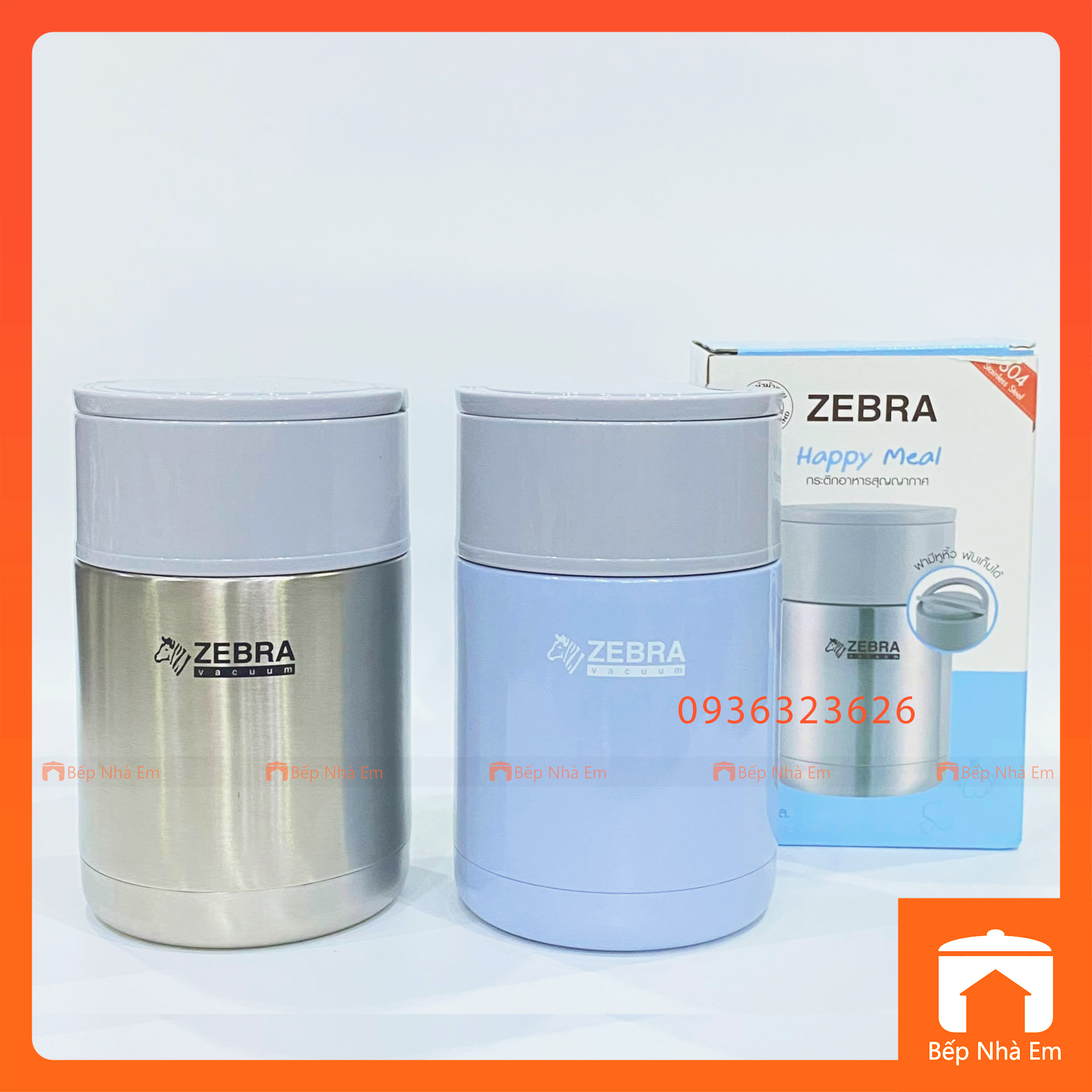 Camen - Bình Ủ Cháo ZEBRA Happy Meal 0.8L 152408 (Inox 304) - Hàng Nhập Khẩu Thái Lan